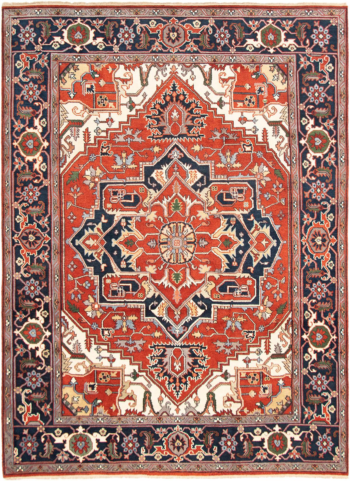 Hand-knotted Serapi Heritage Dark Red Wool Rug 8'6" x 11'7" Size: 8'6" x 11'7"  
