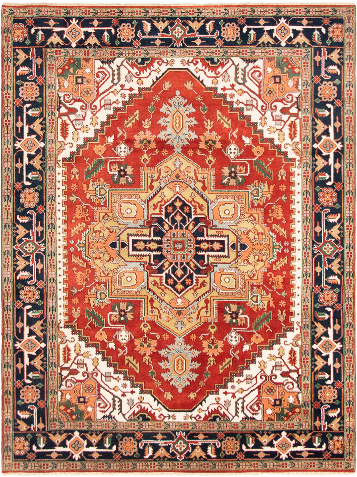 Hand-knotted Serapi Heritage Dark Copper Wool Rug 8'11" x 11'9"  Size: 8'11" x 11'9"  
