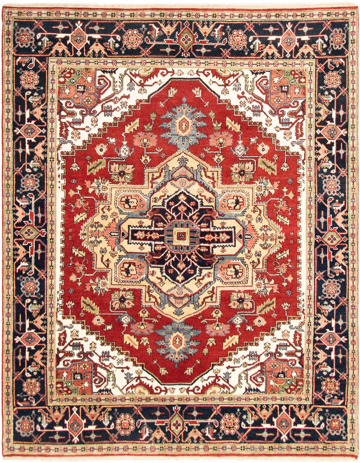 Hand-knotted Serapi Heritage Dark Red Wool Rug 7'9" x 9'10" Size: 7'9" x 9'10"  