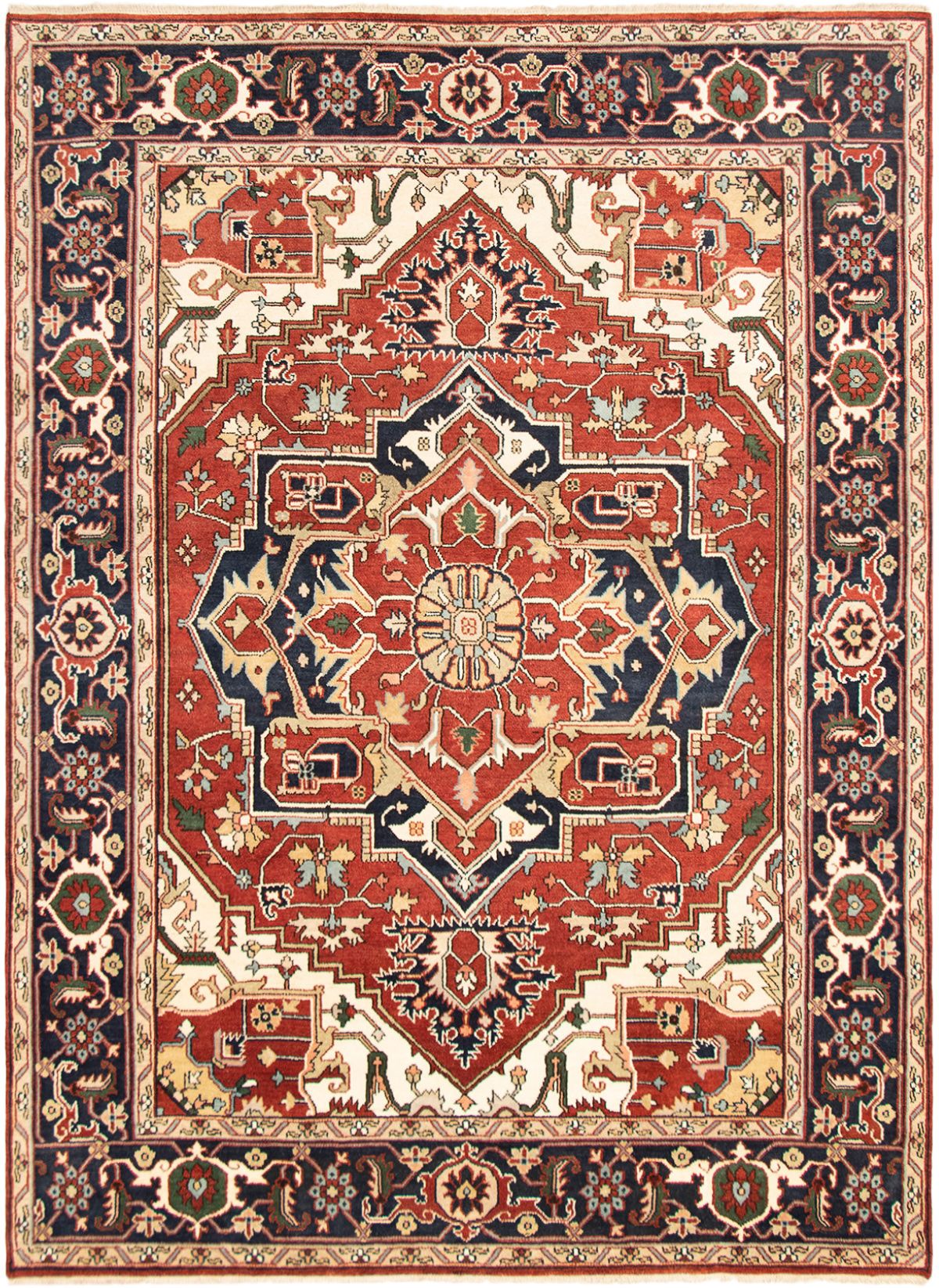 Hand-knotted Serapi Heritage Dark Red Wool Rug 8'11" x 11'9" Size: 8'11" x 11'9"  