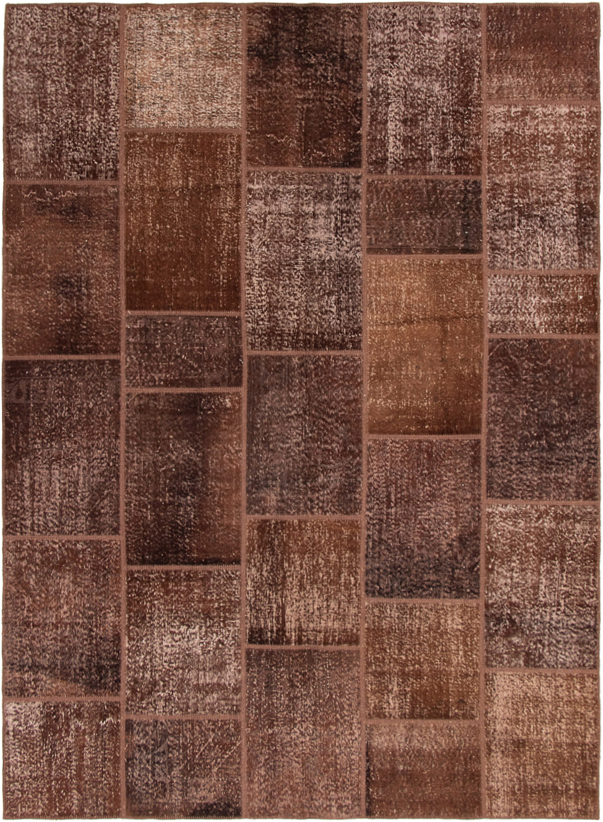 Hand-knotted Color Transition Patch Dark Brown Wool Rug 8'4" x 11'6" Size: 8'4" x 11'6"  