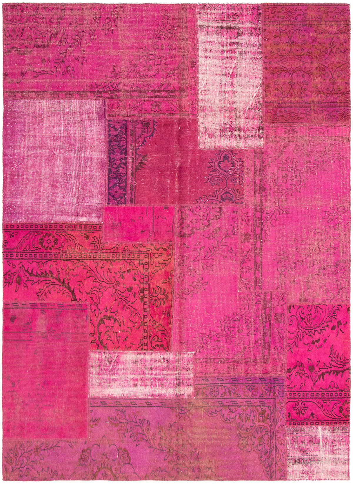 Hand-knotted Color Transition Patch Dark Pink Wool Rug 8'2" x 11'4" Size: 8'2" x 11'4"  
