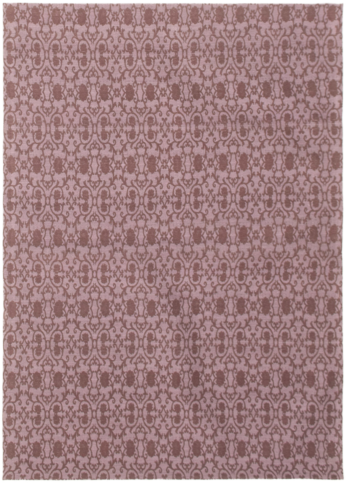Handmade Collage Dark Brown, Purple Chenille Rug 4'9" x 6'9" Size: 4'9" x 6'9"  