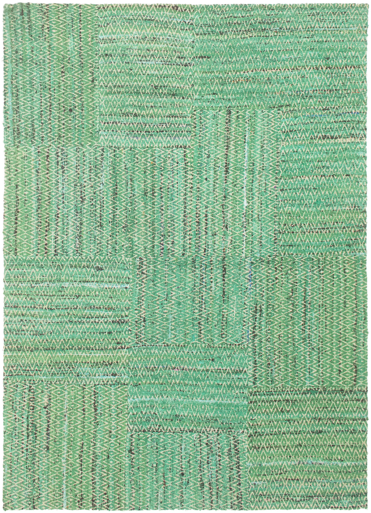 Handmade Collage Green Chenille Rug 4'7" x 6'6" Size: 4'7" x 6'6"  