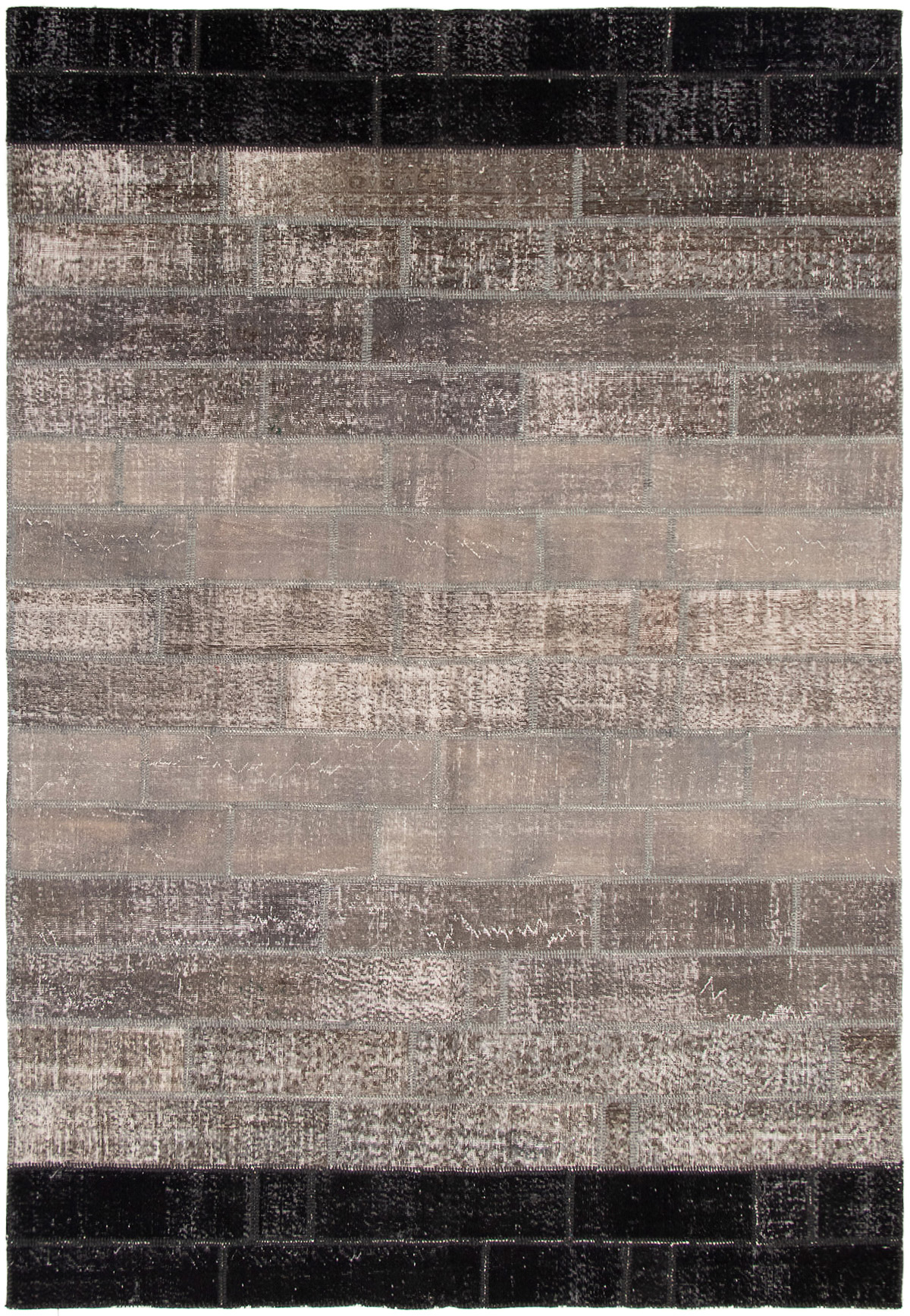 Hand-knotted Color Transition Patch Grey Wool Rug 8'2" x 11'11" Size: 8'2" x 11'11"  