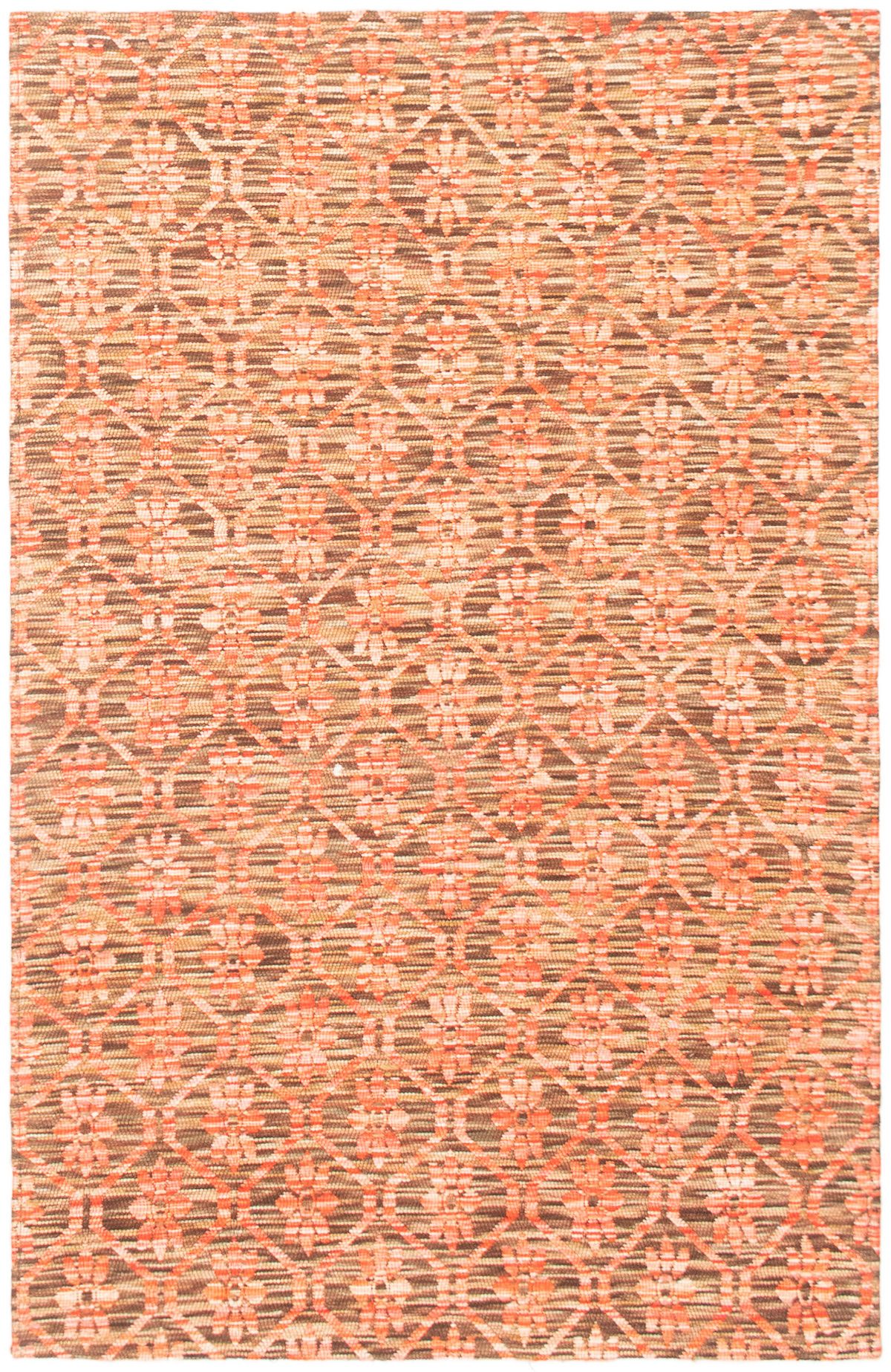 Handmade Collage Light Red Wool Rug 3'10" x 5'11" Size: 3'10" x 5'11"  