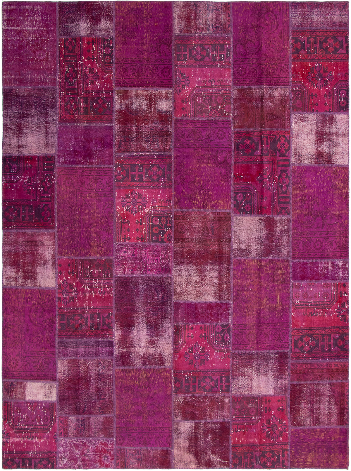 Hand-knotted Color Transition Patch Dark Magenta Wool Rug 9'10" x 13'3" Size: 9'10" x 13'3"  