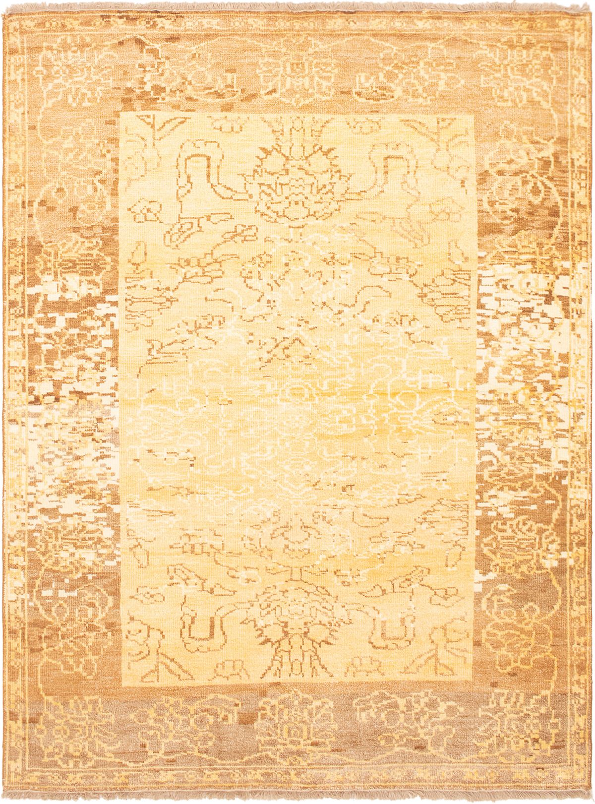 Hand-knotted Color transition Gold  Rug 5'7" x 7'5" Size: 5'7" x 7'5"  