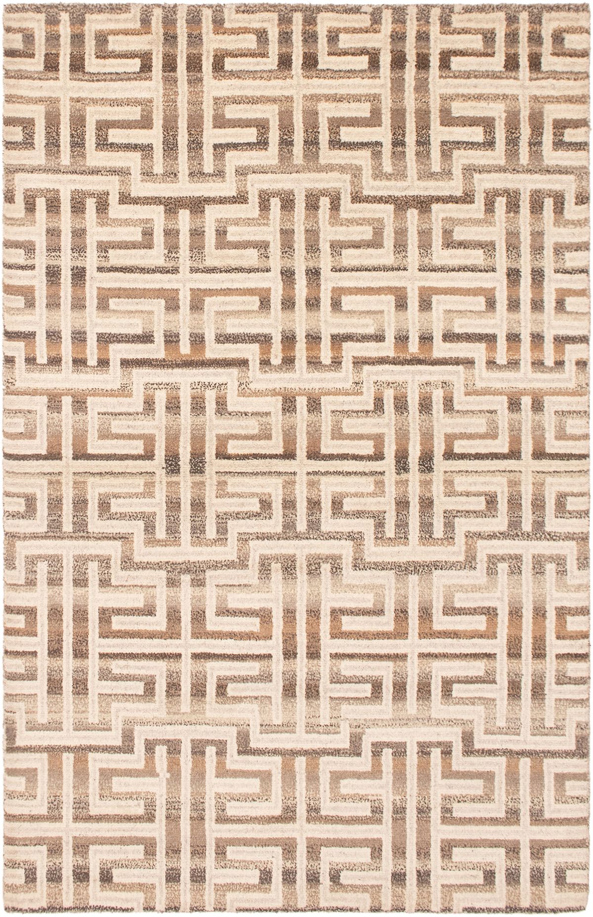 Hand-knotted Tangier Cream, Tan Wool Rug 5'2" x 8'1" Size: 5'2" x 8'1"  