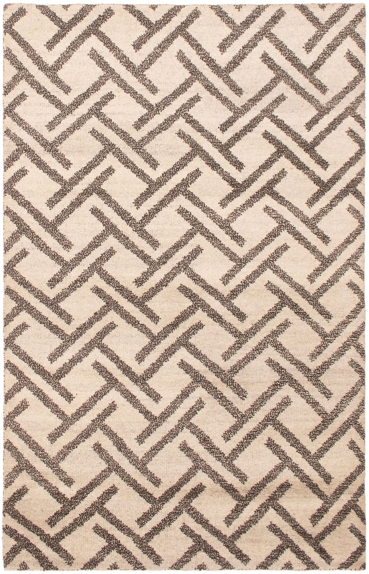 Hand-knotted Tangier Cream Wool Rug 5'2" x 8'2"  Size: 5'2" x 8'2"  