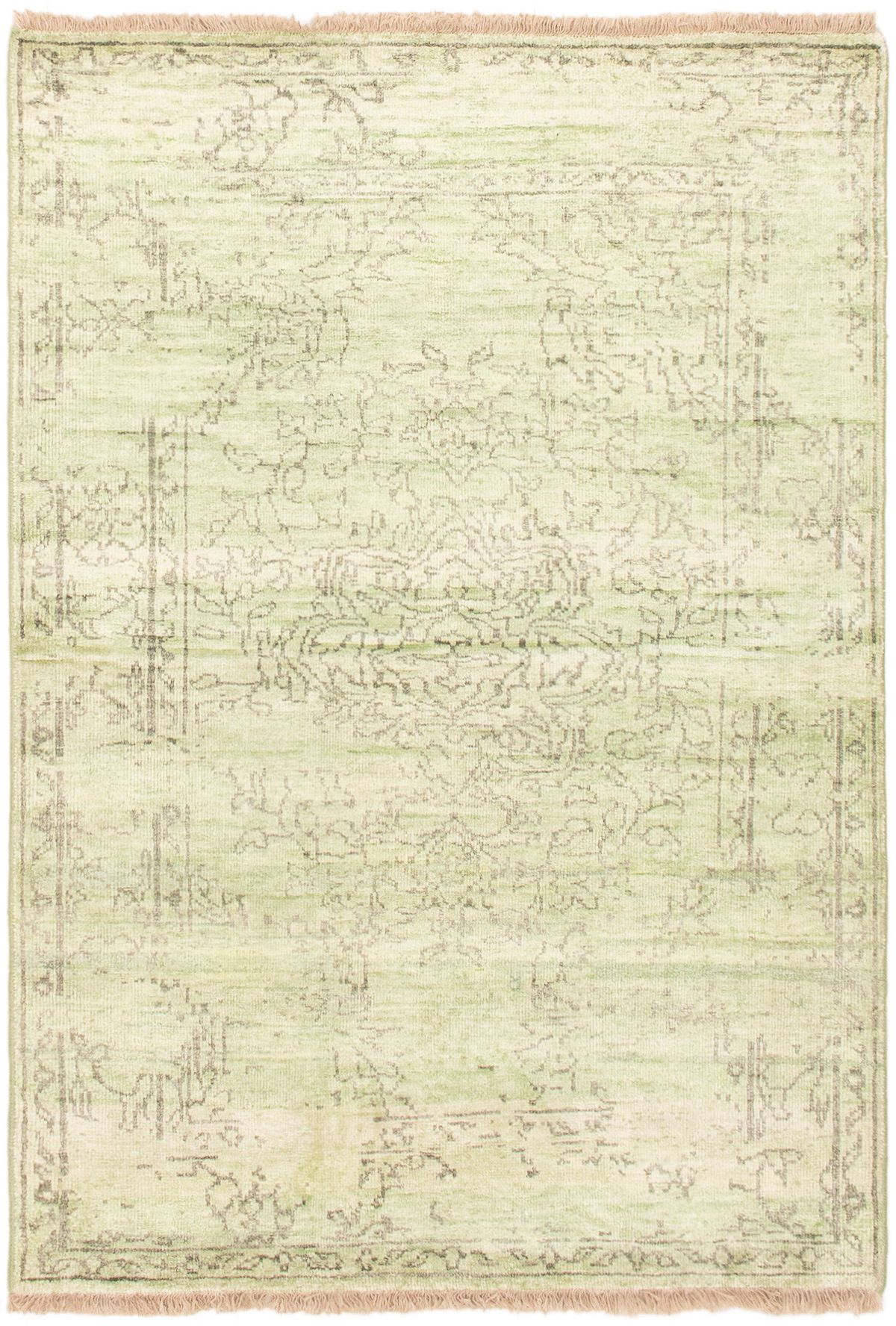 Hand-knotted Color transition Light Green  Rug 4'0" x 6'8" Size: 4'0" x 6'8"  