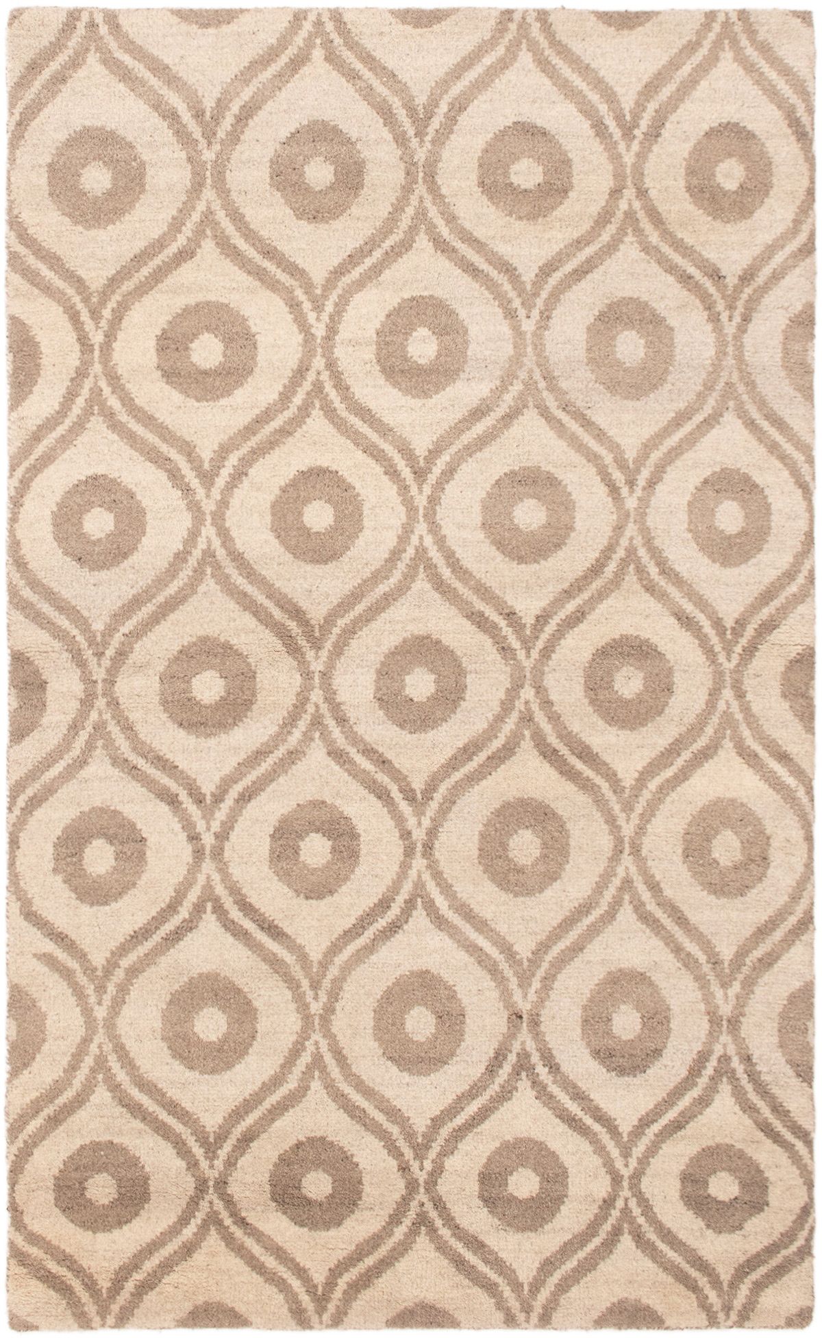 Hand-knotted Tangier Cream Wool Rug 4'11" x 8'1" Size: 4'11" x 8'1"  