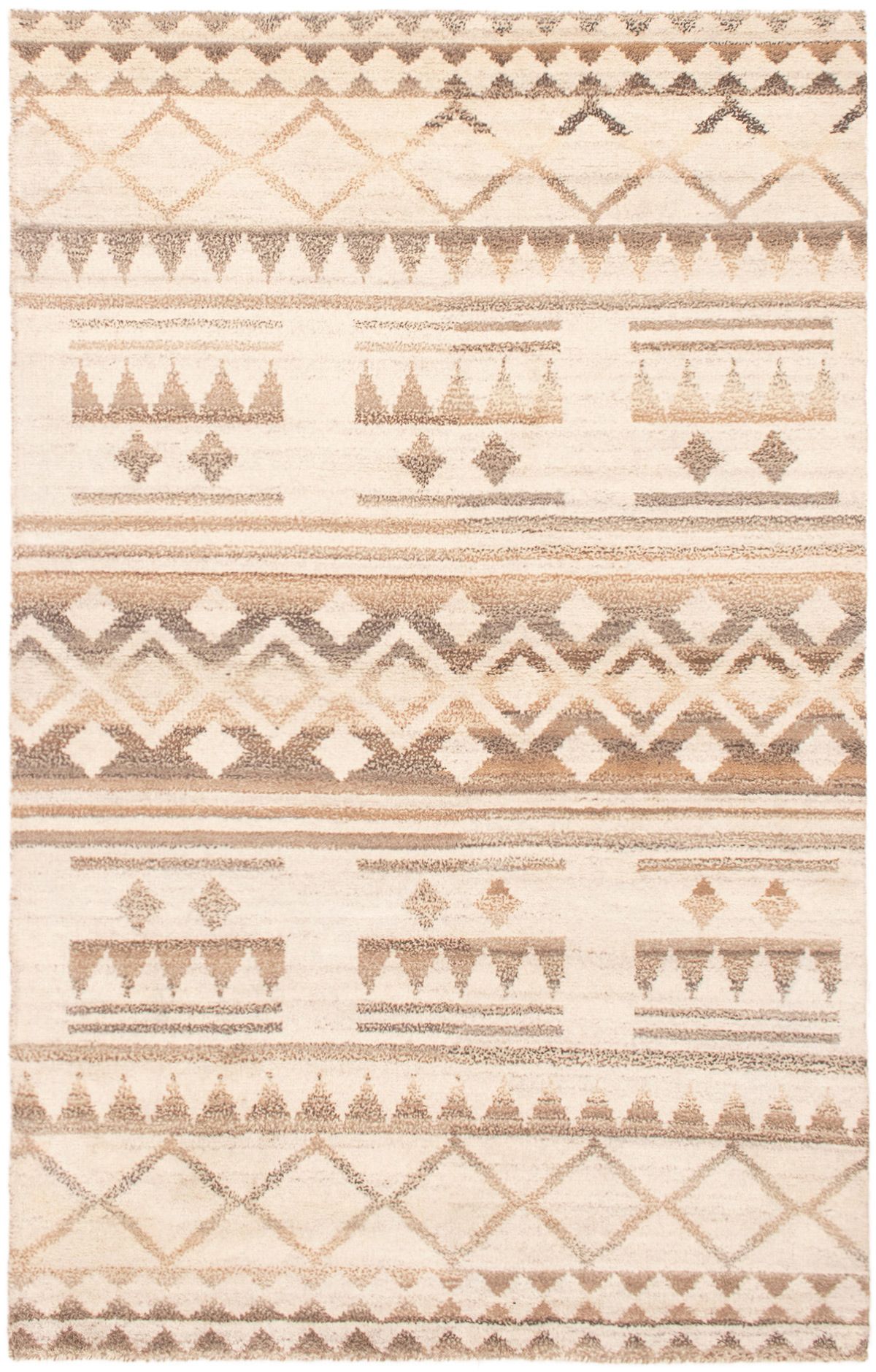 Hand-knotted Tangier Cream, Tan Wool Rug 5'0" x 7'11" Size: 5'0" x 7'11"  