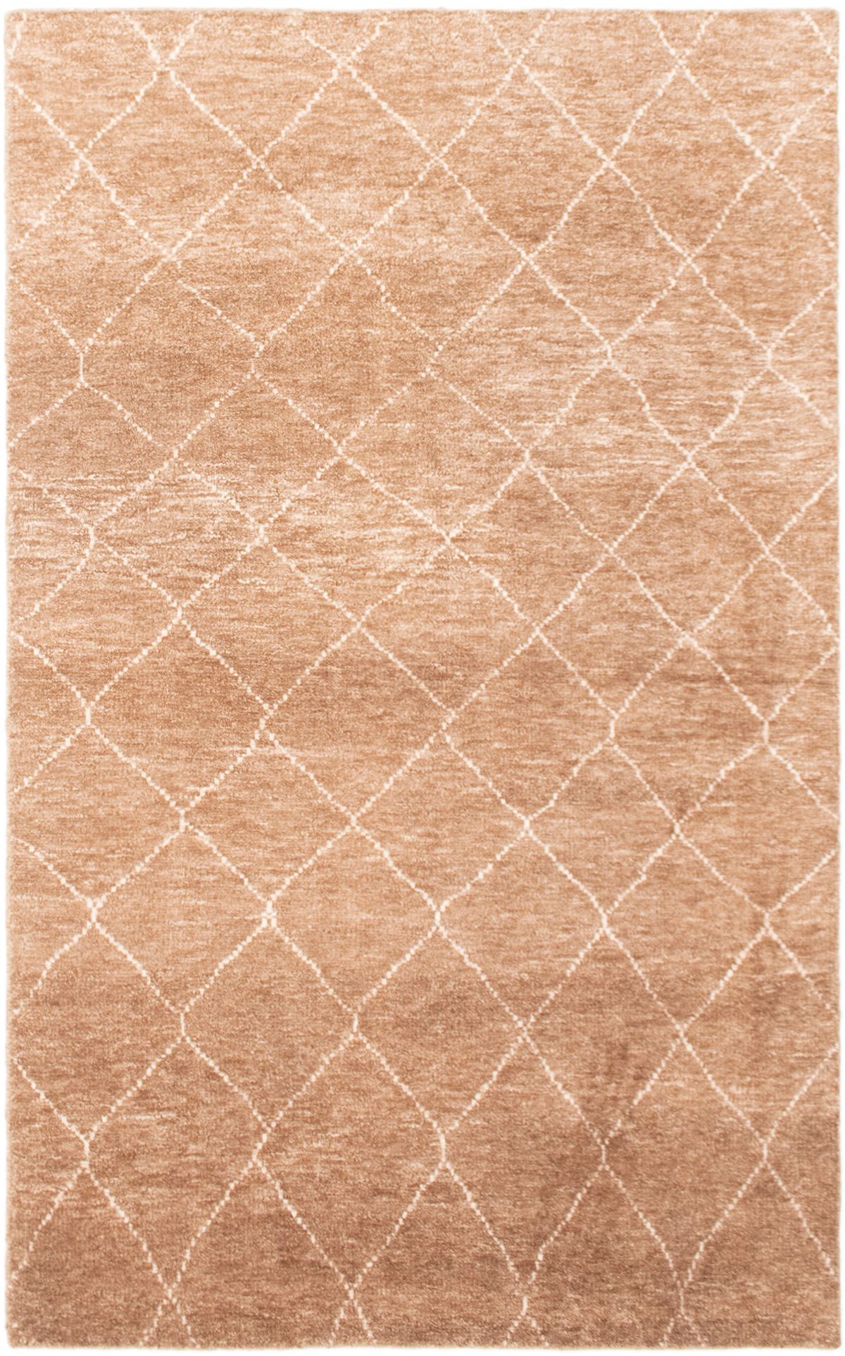 Hand-knotted Tangier Tan Wool Rug 4'11" x 7'11" Size: 4'11" x 7'11"  