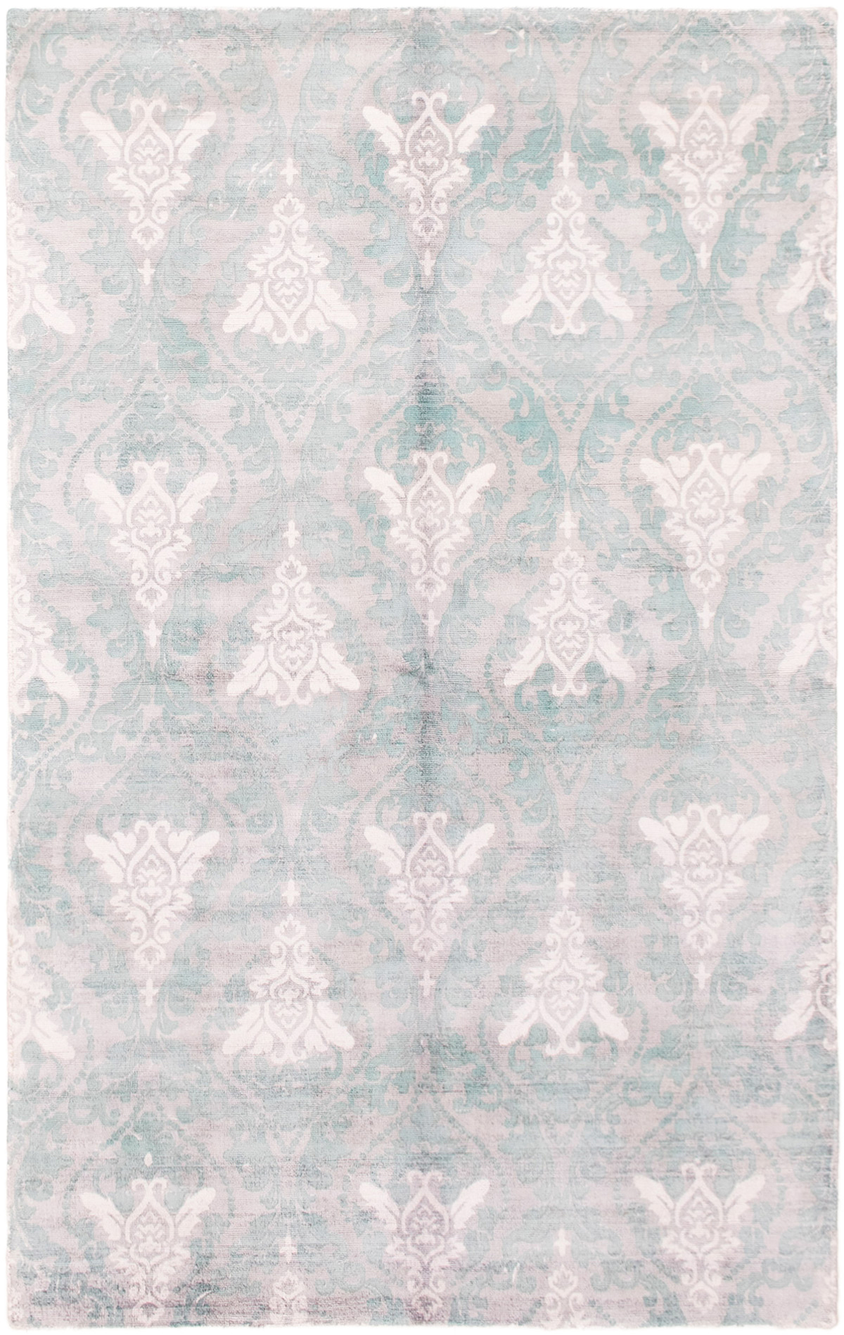 Hand-knotted Galleria Light Grey Viscose Rug 4'11" x 7'10" Size: 4'11" x 7'10"  