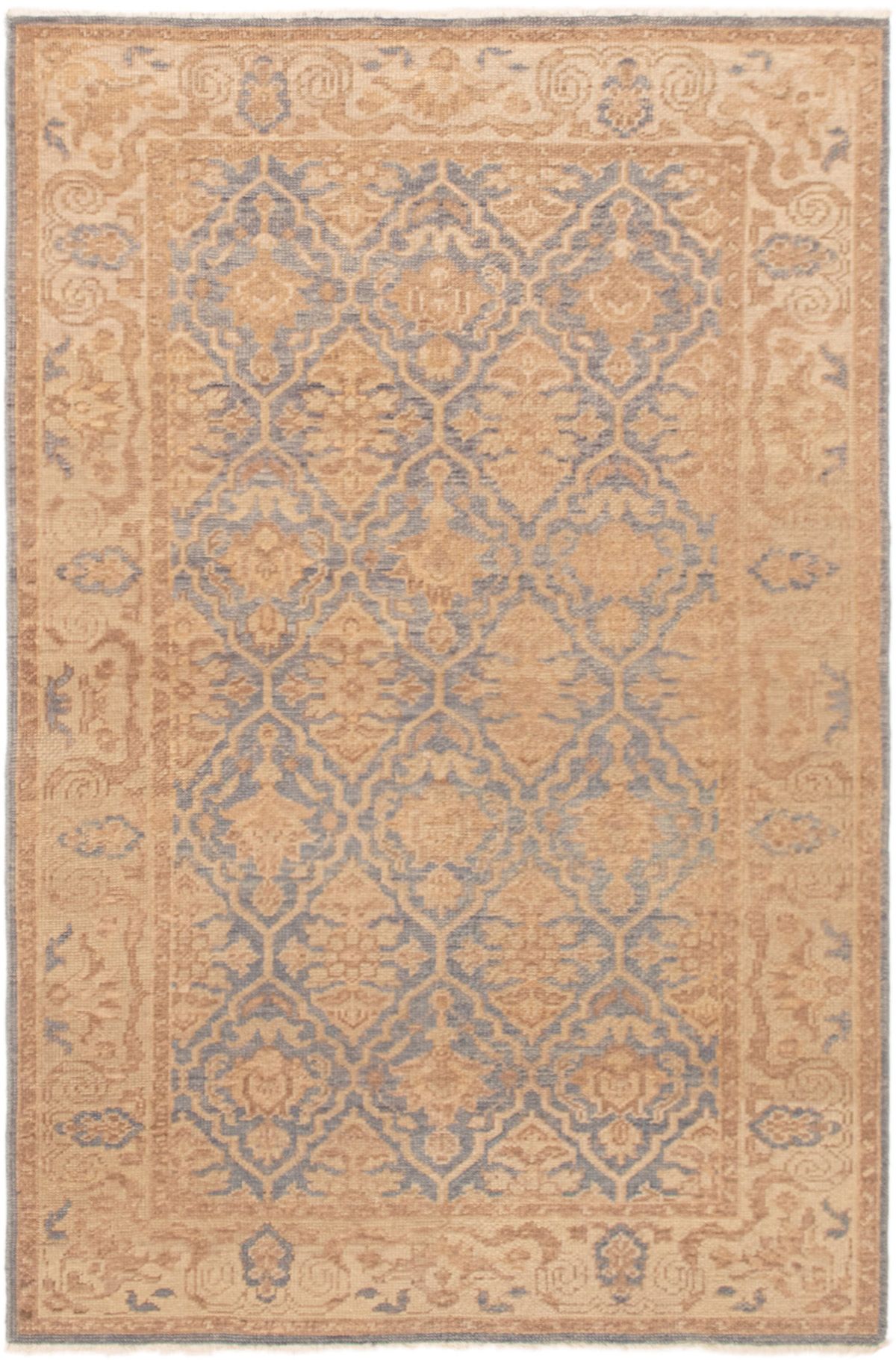Hand-knotted Finest Ushak Tan Wool Rug 5'2" x 7'11" Size: 5'2" x 7'11"  
