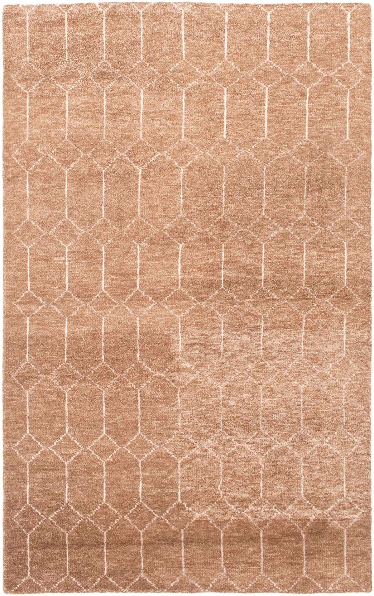 Hand-knotted Tangier Tan Wool Rug 4'11" x 8'0" Size: 4'11" x 8'0"  