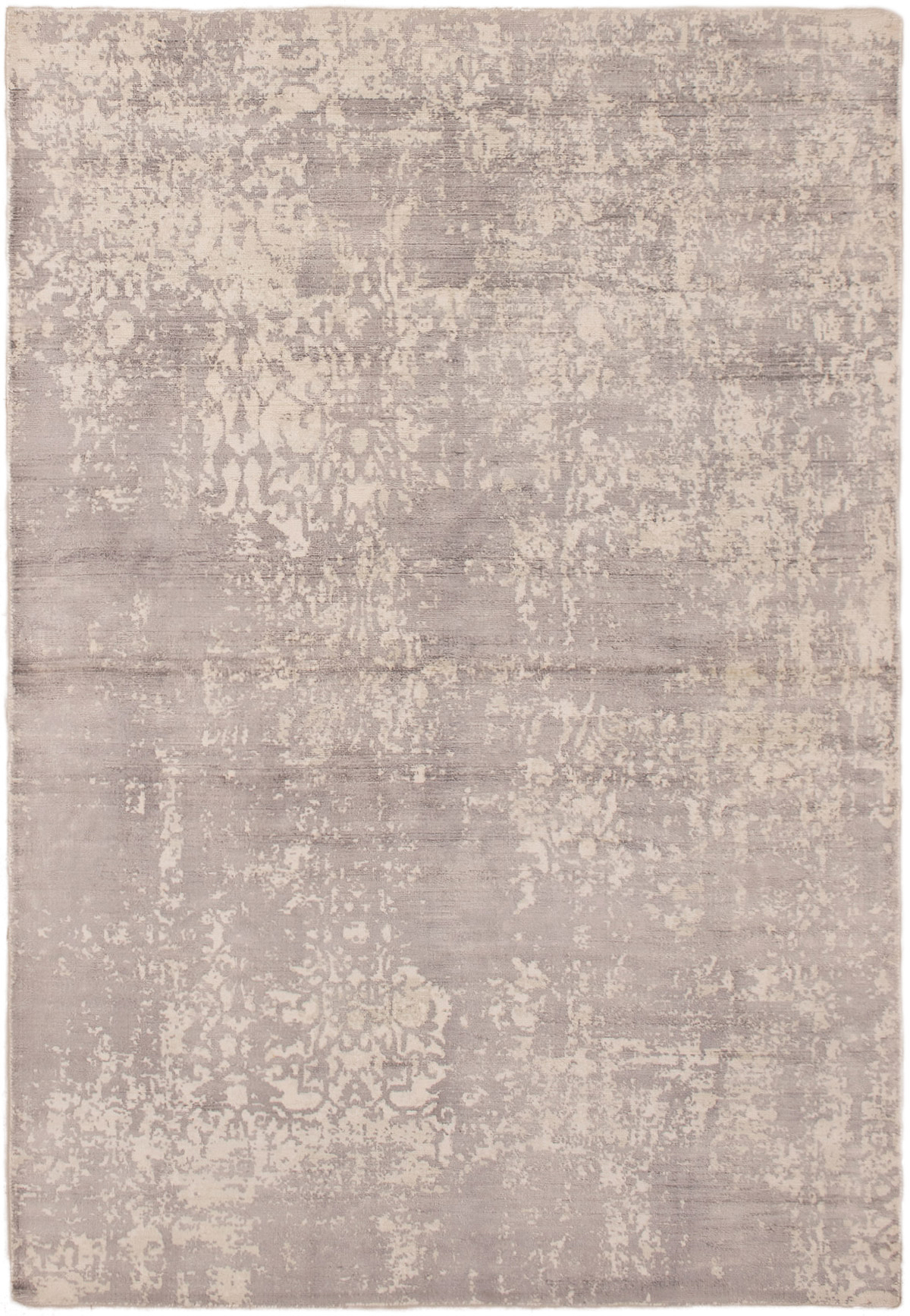 Hand-knotted Galleria Ivory, Light Grey Viscose Rug 5'2" x 7'7" Size: 5'2" x 7'7"  
