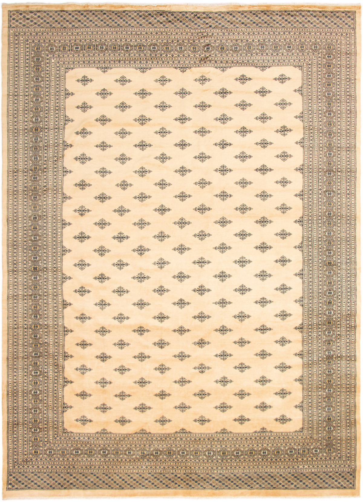 Hand-knotted Finest Peshawar Bokhara Ivory Wool Rug 10'0" x 13'11" Size: 10'0" x 13'11"  