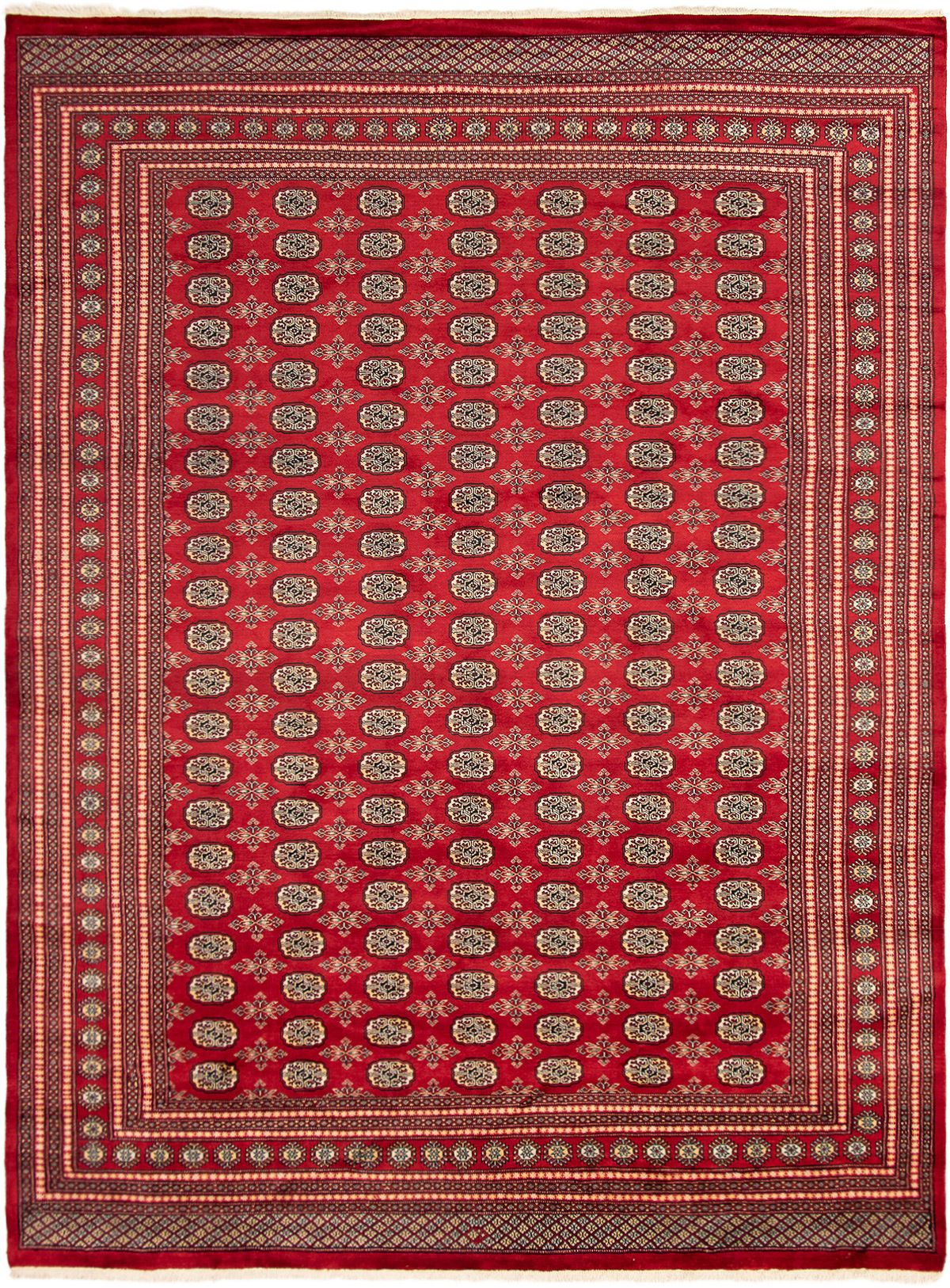 Hand-knotted Finest Peshawar Bokhara Red Wool Rug 9'9" x 13'3" Size: 9'9" x 13'3"  