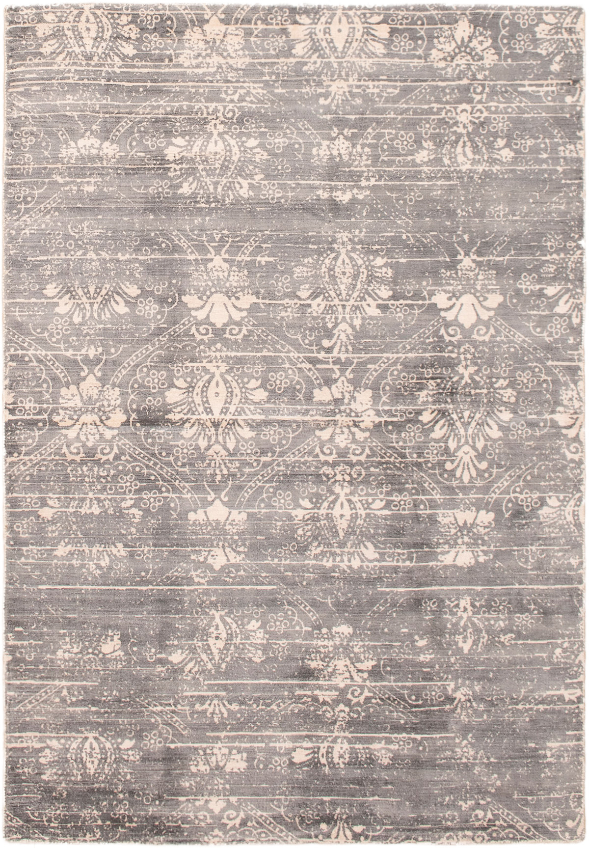 Hand-knotted Galleria Grey Viscose Rug 5'0" x 7'3" Size: 5'0" x 7'3"  