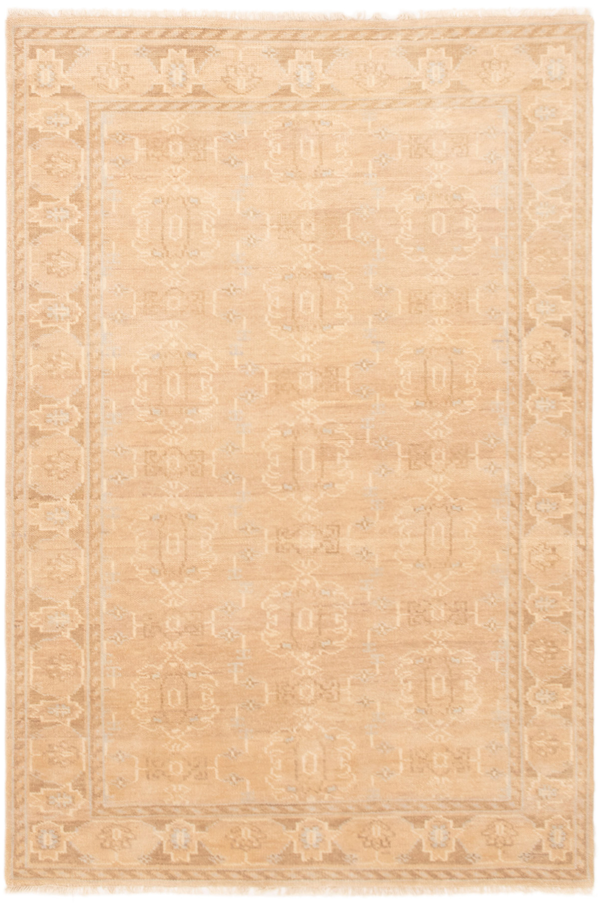 Hand-knotted Finest Ushak Tan Wool Rug 5'2" x 7'8" Size: 5'2" x 7'8"  