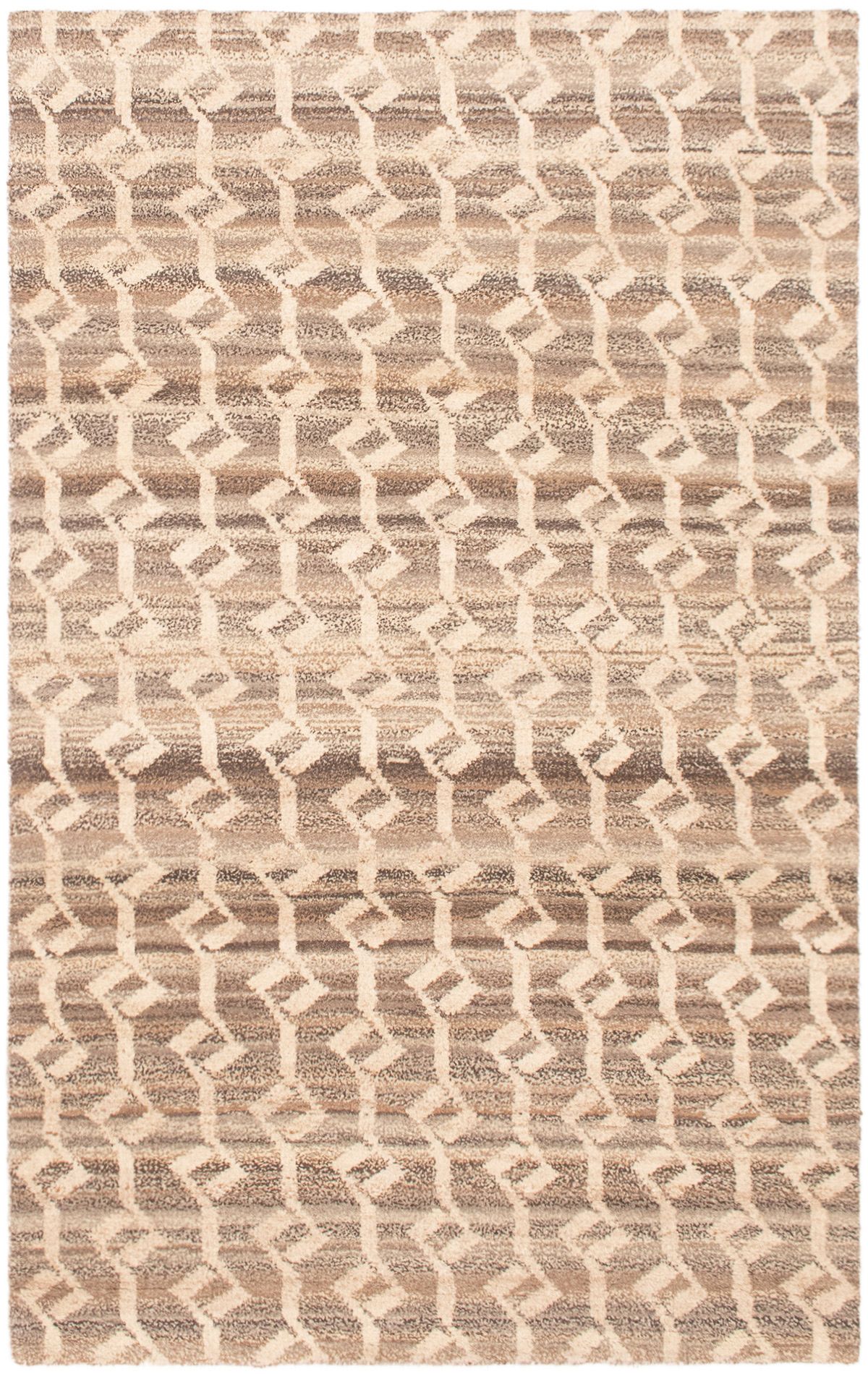 Hand-knotted Tangier Cream, Tan Wool Rug 5'0" x 7'11"  Size: 5'0" x 7'11"  