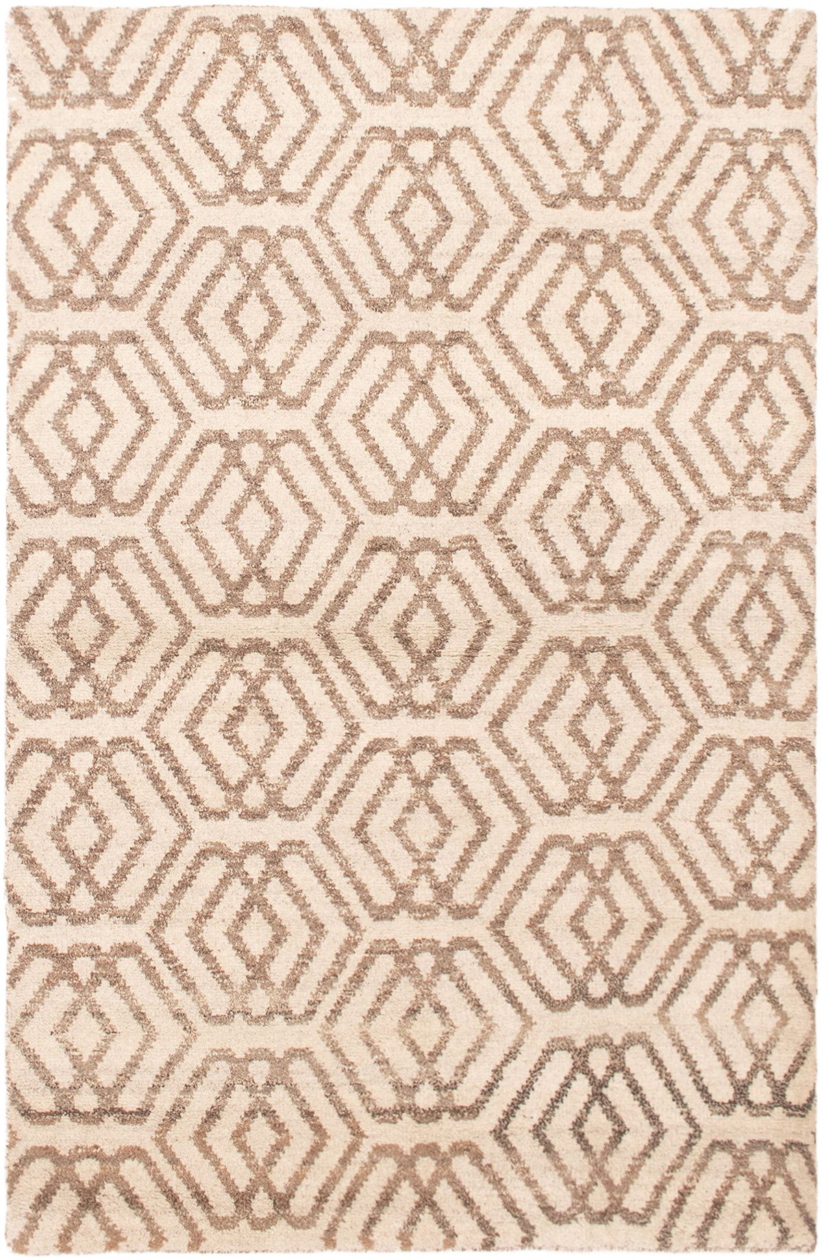 Hand-knotted Tangier Cream Wool Rug 5'2" x 7'11" Size: 5'2" x 7'11"  