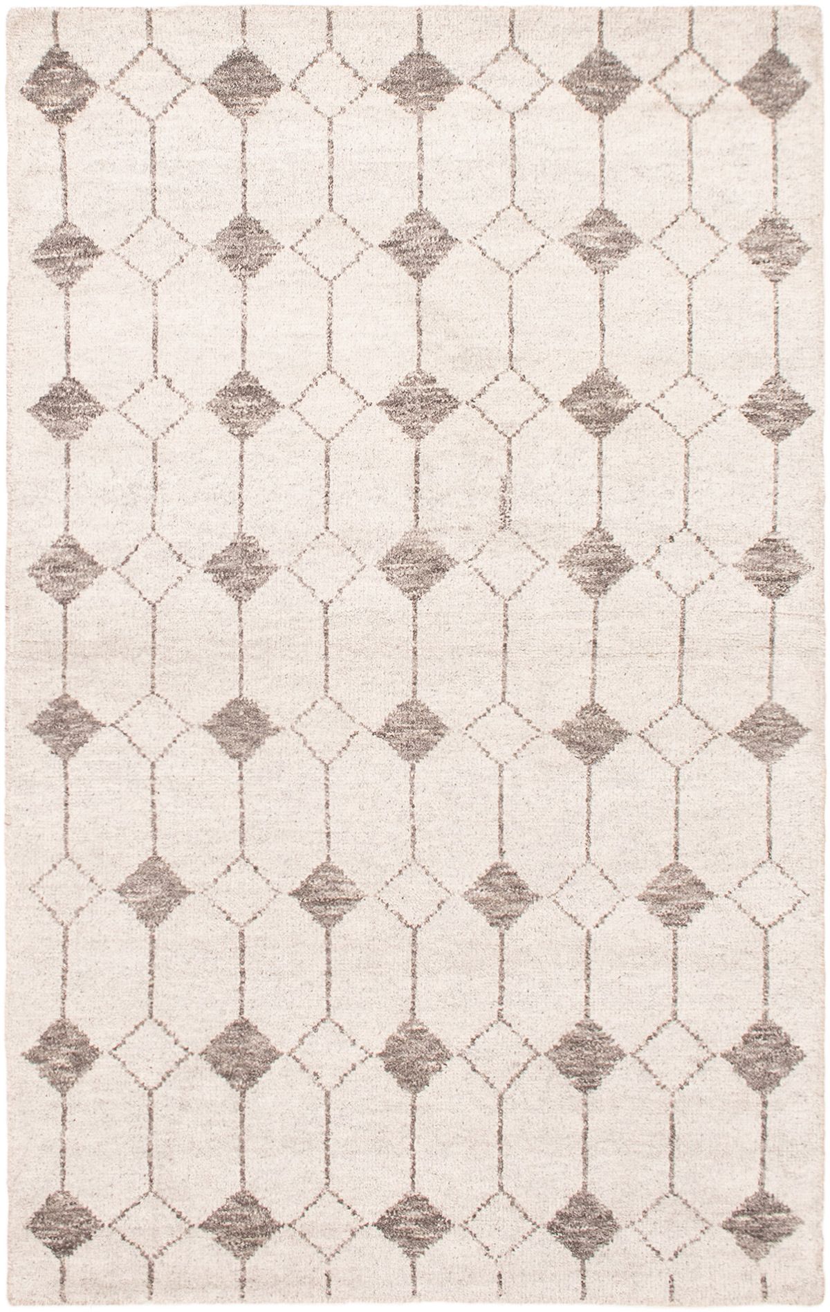 Hand-knotted Tangier Cream Wool Rug 4'11" x 8'0" Size: 4'11" x 8'0"  