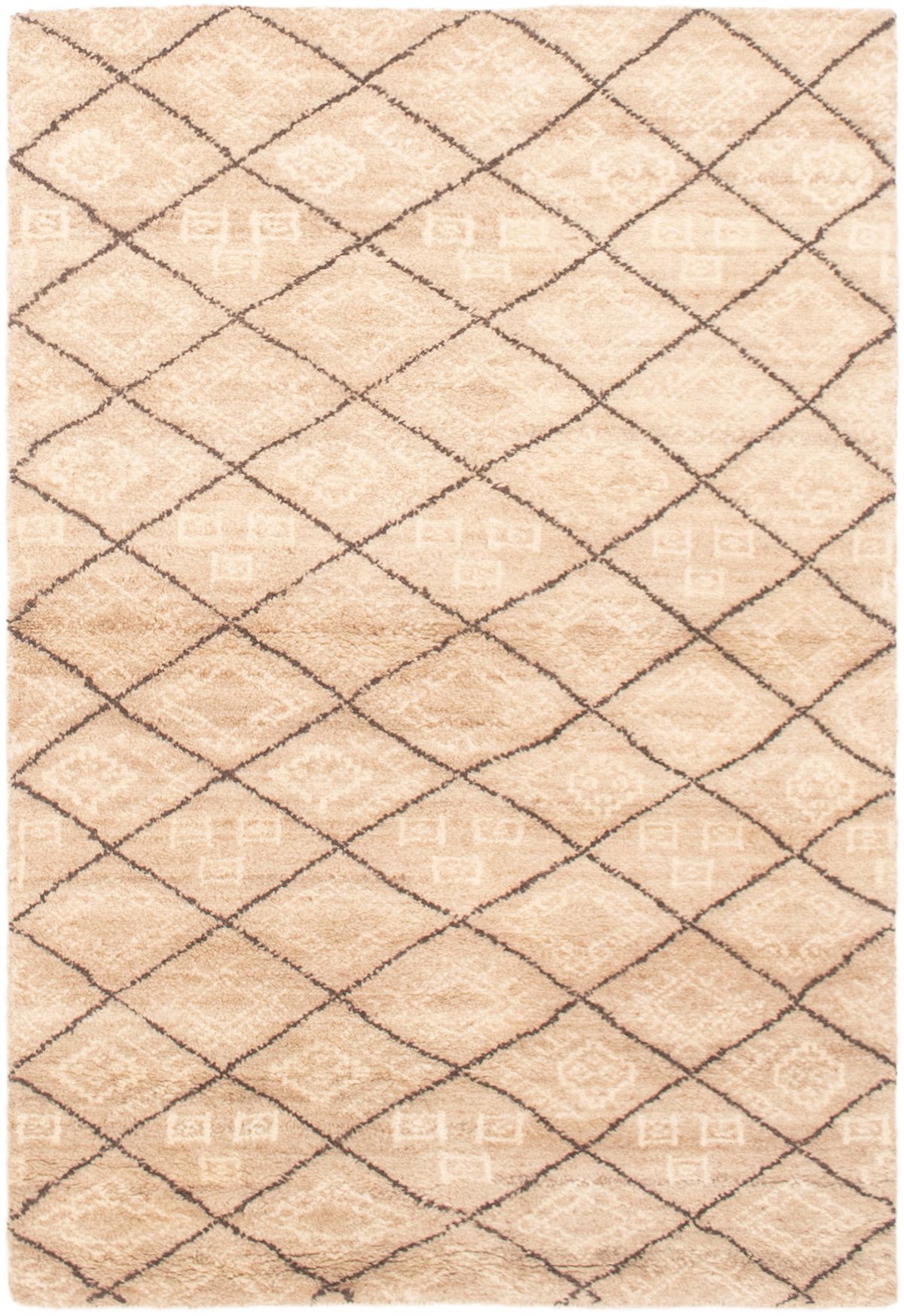Hand-knotted Tangier Tan Wool Rug 4'6" x 6'7" Size: 4'6" x 6'7"  