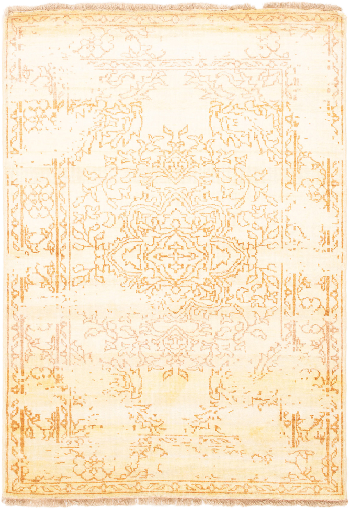 Hand-knotted Color transition Cream  Rug 4'8" x 6'8" Size: 4'8" x 6'8"  