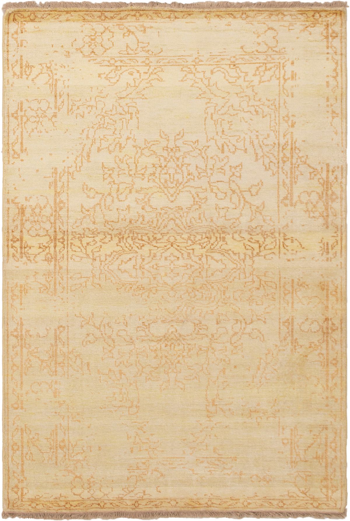 Hand-knotted Color transition Light Gold  Rug 4'7" x 6'9" Size: 4'7" x 6'9"  