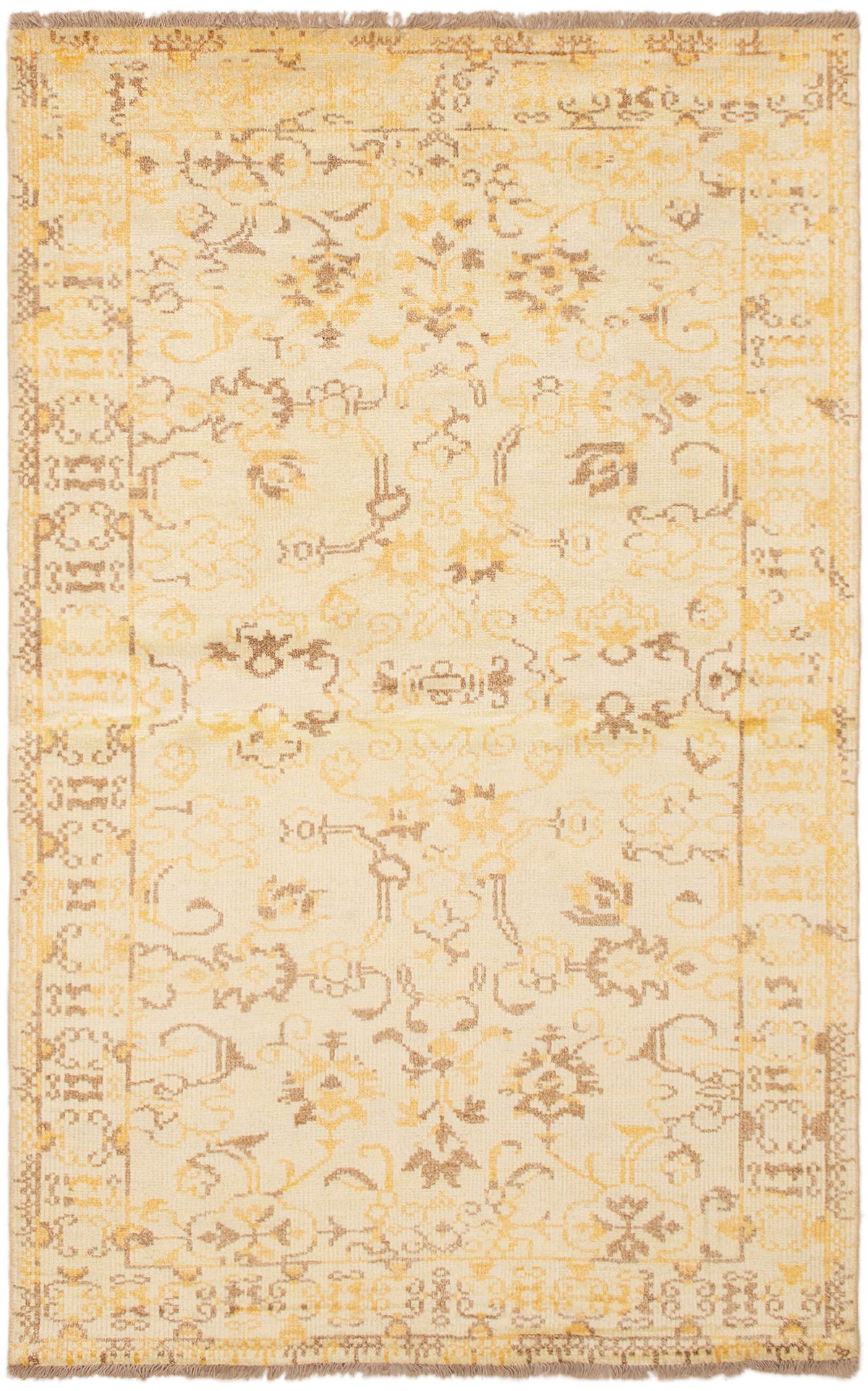 Hand-knotted Color transition Light Gold  Rug 5'0" x 7'10" Size: 5'0" x 7'10"  