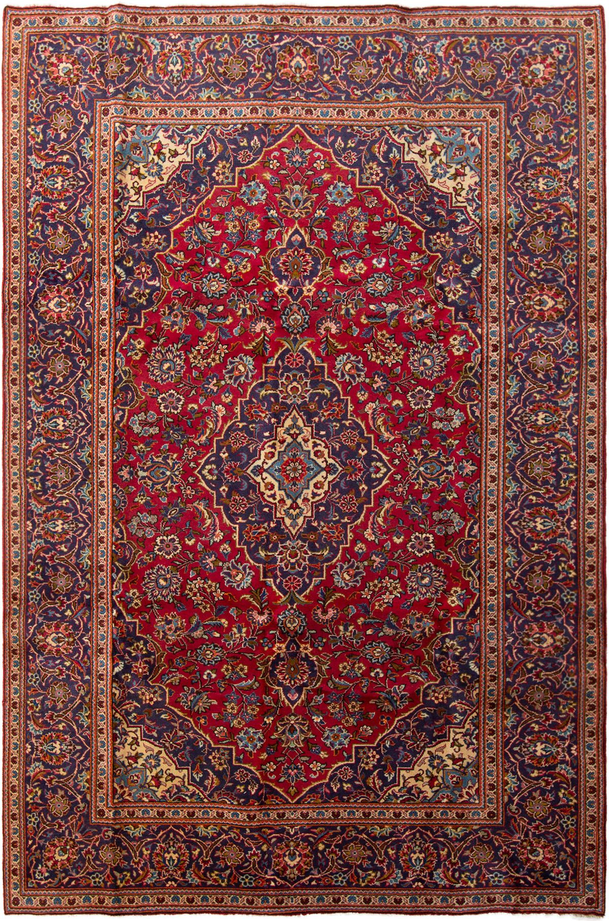 Hand-knotted Kashan  Wool Rug 6'5" x 9'7" Size: 6'5" x 9'7"  