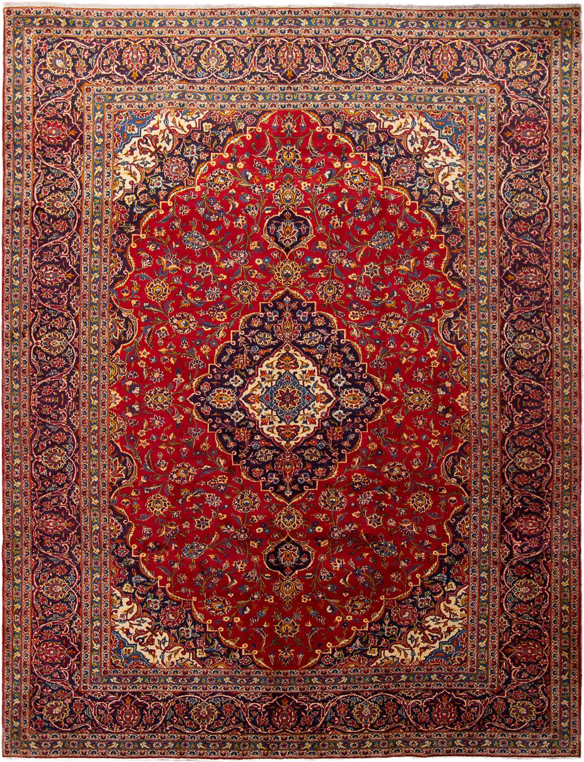 Hand-knotted Kashan  Wool Rug 9'5" x 12'3" Size: 9'5" x 12'3"  