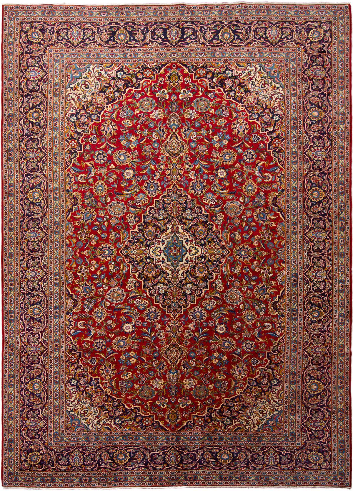 Hand-knotted Kashan  Wool Rug 9'10" x 13'7" Size: 9'10" x 13'7"  