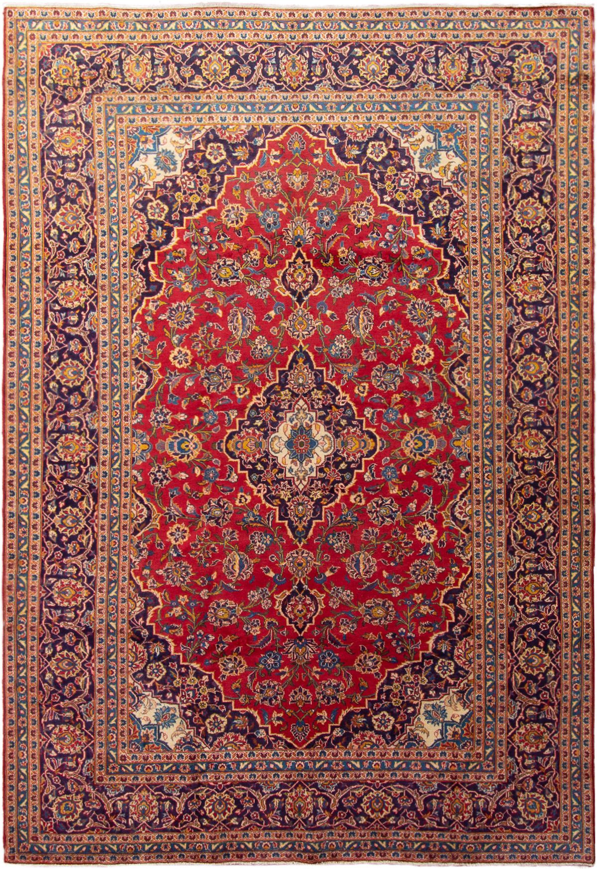 Hand-knotted Kashan  Wool Rug 8'0" x 11'5" Size: 8'0" x 11'5"  