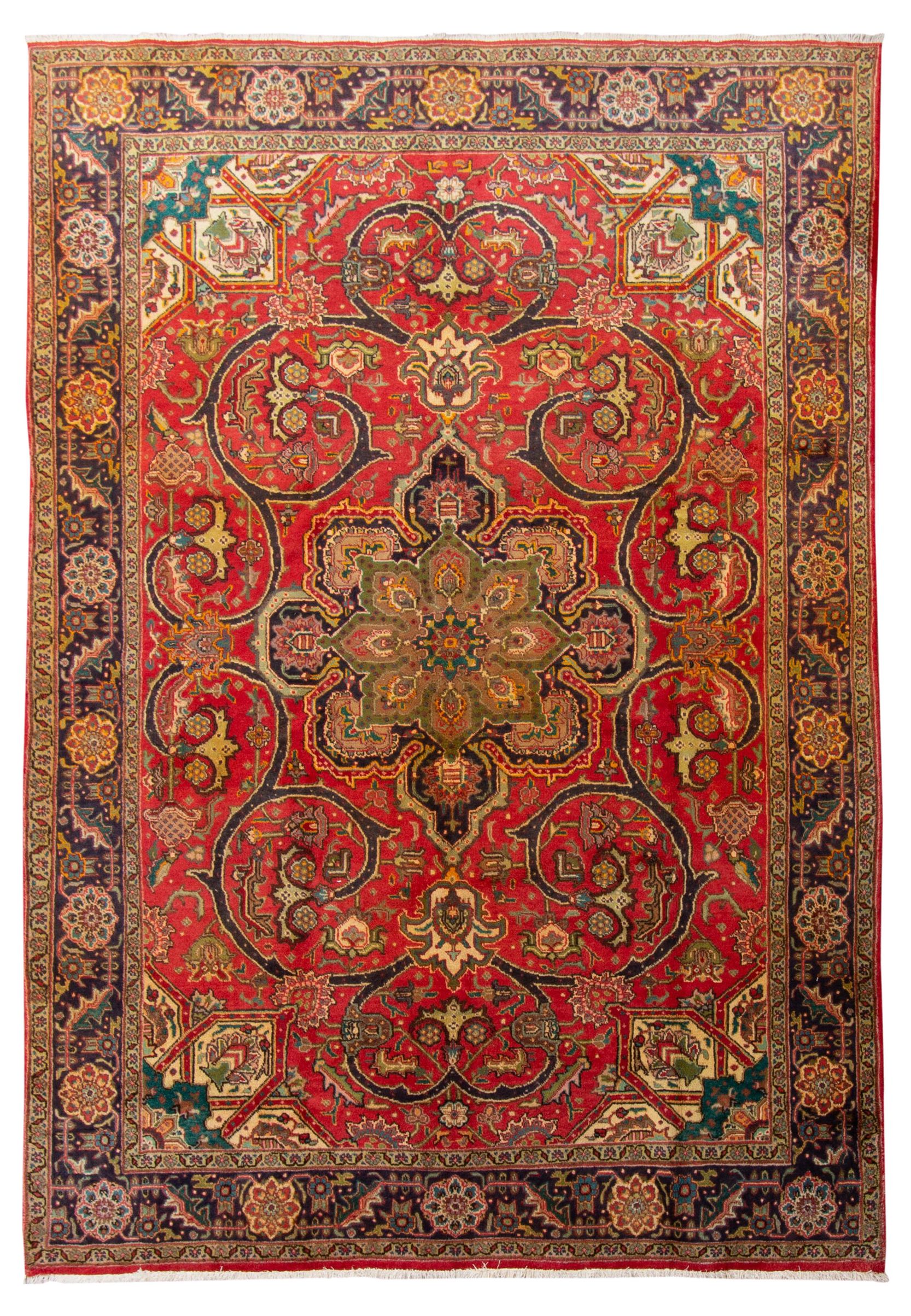 Hand-knotted Tabriz  Wool Rug 7'9" x 11'2" Size: 7'9" x 11'2"  