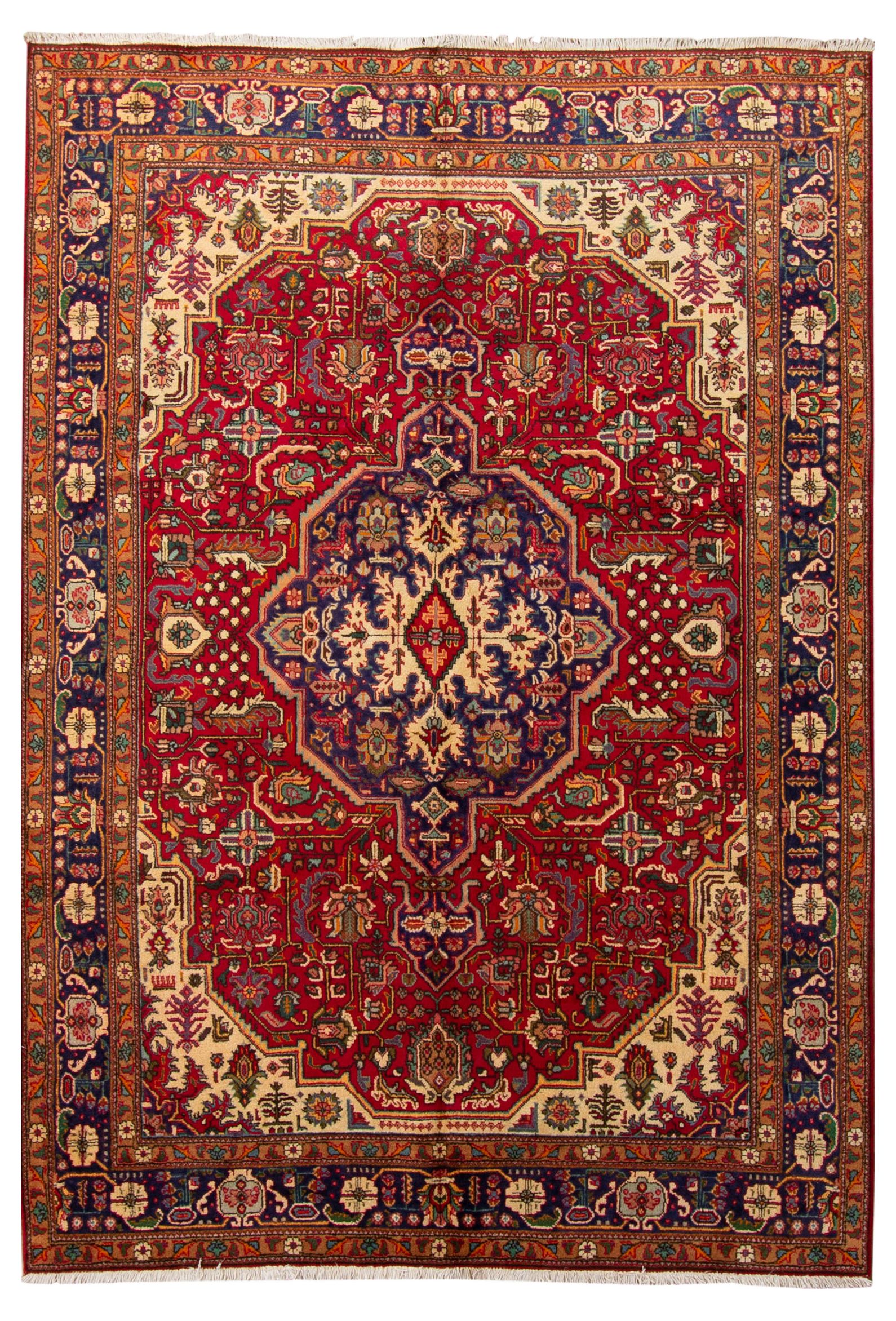 Hand-knotted Tabriz  Wool Rug 6'7" x 9'9"  Size: 6'7" x 9'9"  