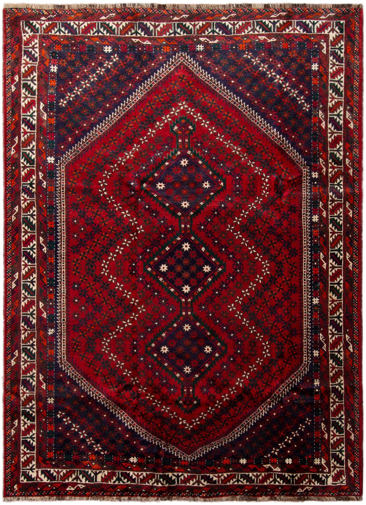Hand-knotted Shiraz Qashqai  Wool Rug 6'11" x 9'9" Size: 6'11" x 9'9"  