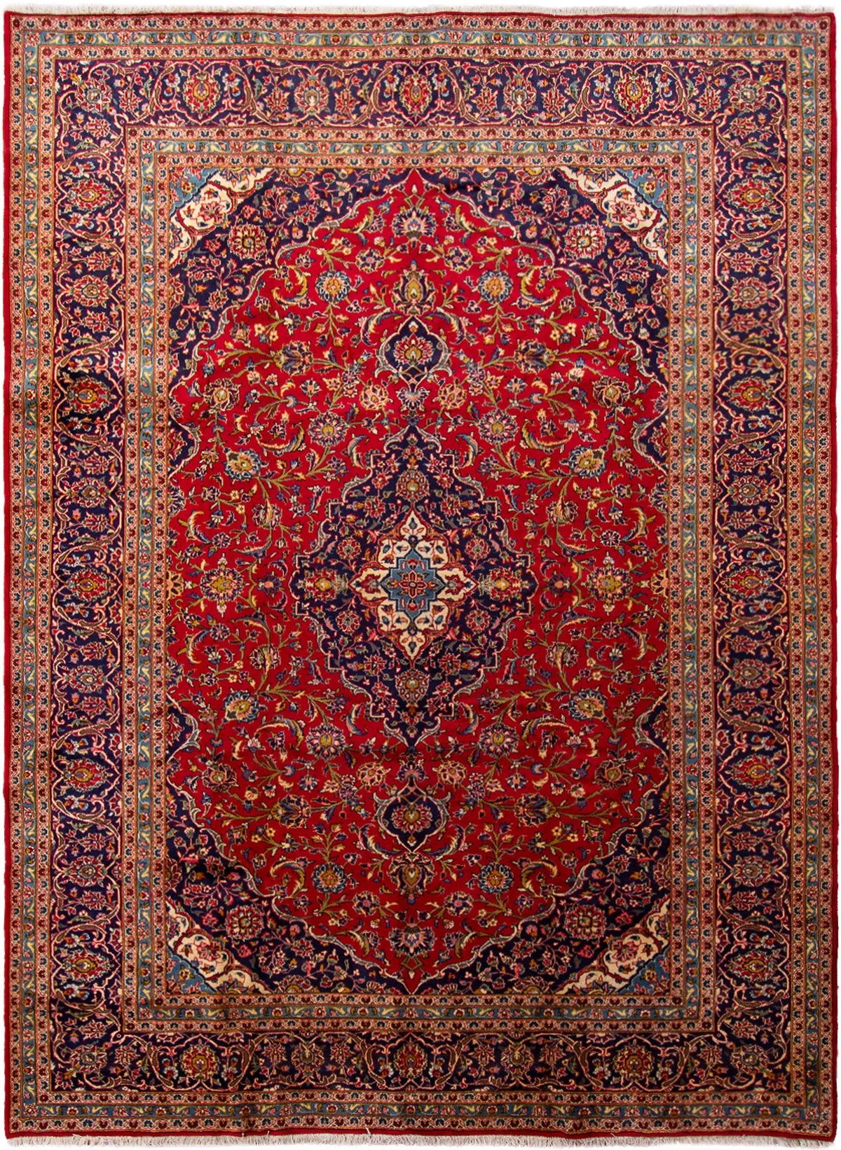 Hand-knotted Kashan  Wool Rug 9'10" x 13'3" Size: 9'10" x 13'3"  