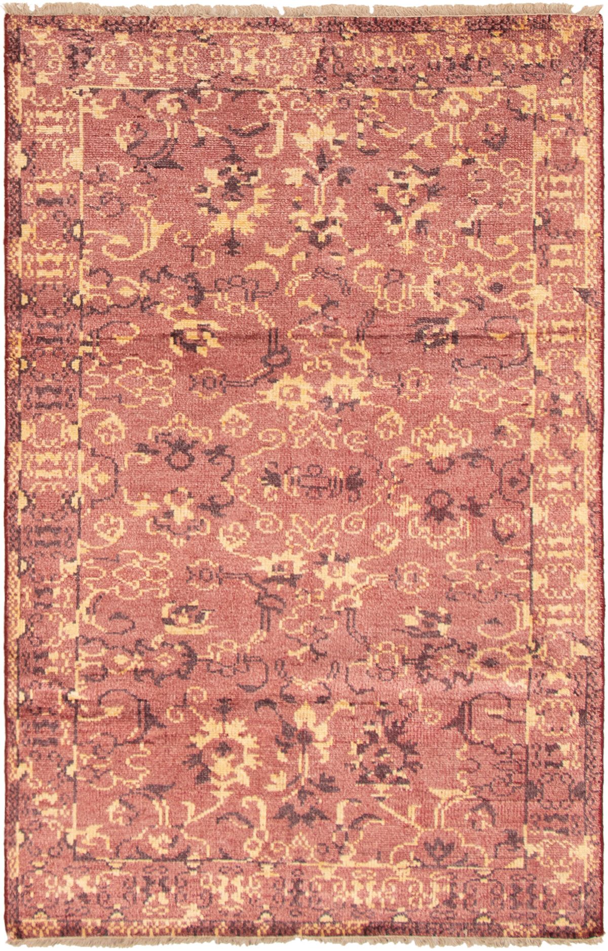 Hand-knotted Jules Ushak Dark Red  Rug 5'1" x 7'10" Size: 5'1" x 7'10"  