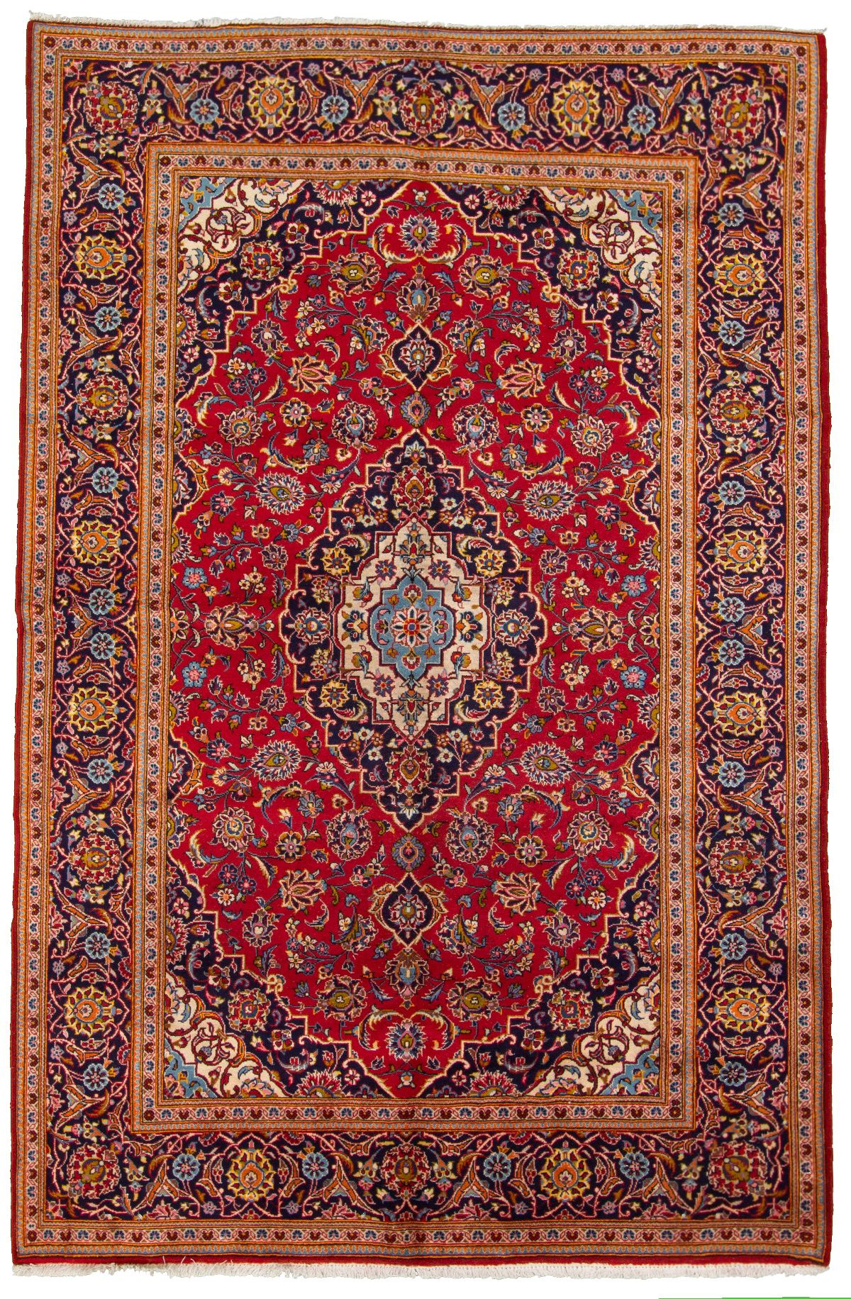 Hand-knotted Kashan  Wool Rug 6'8" x 9'11" Size: 6'8" x 9'11"  