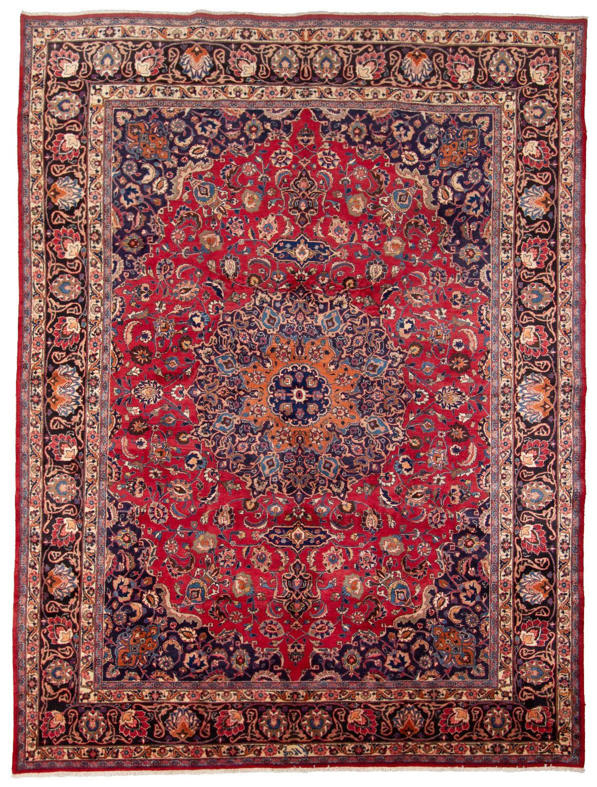 Hand-knotted Mashad  Wool Rug 9'11" x 13'3" Size: 9'11" x 13'3"  