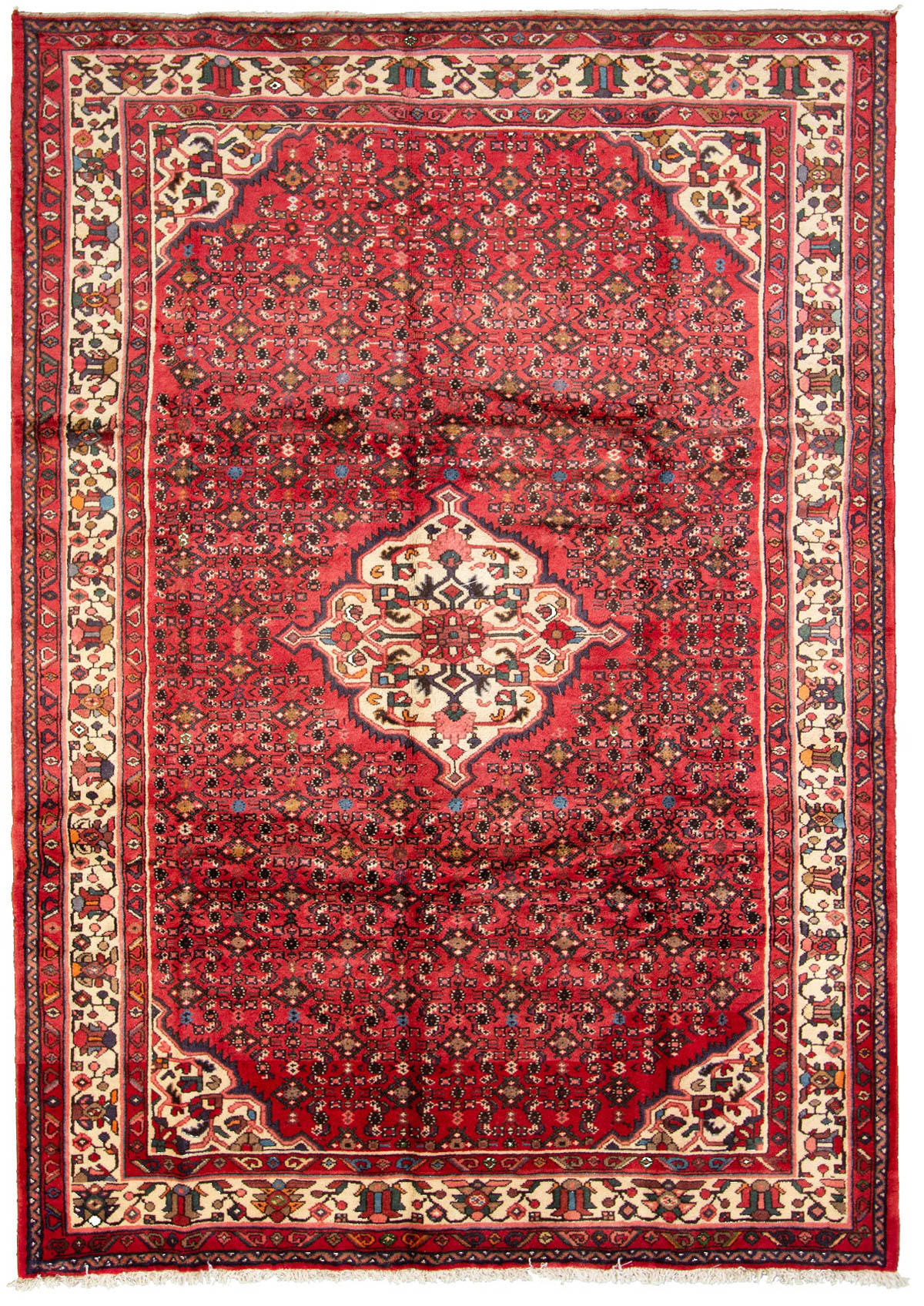 Hand-knotted Hamadan  Wool Rug 7'1" x 10'0" Size: 7'1" x 10'0"  