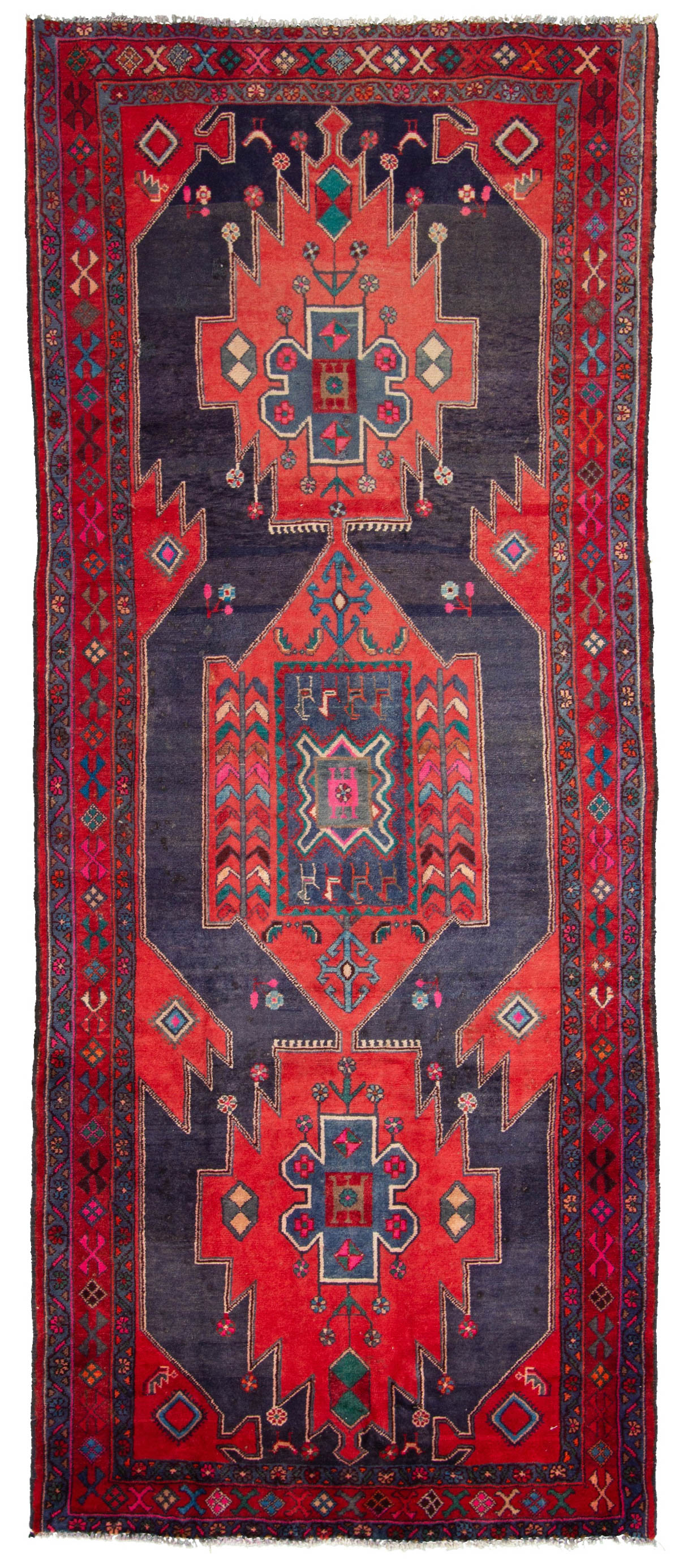 Hand-knotted Hamadan  Wool Rug 3'11" x 9'10" Size: 3'11" x 9'10"  