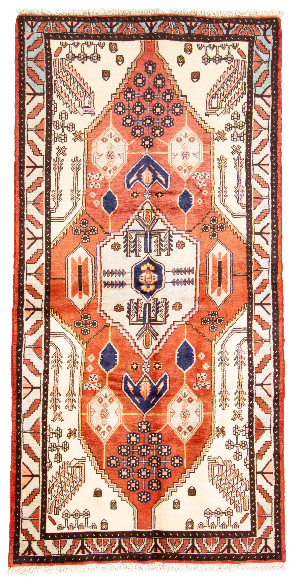 Hand-knotted Hamadan  Wool Rug 4'6" x 9'0" Size: 4'6" x 9'0"  
