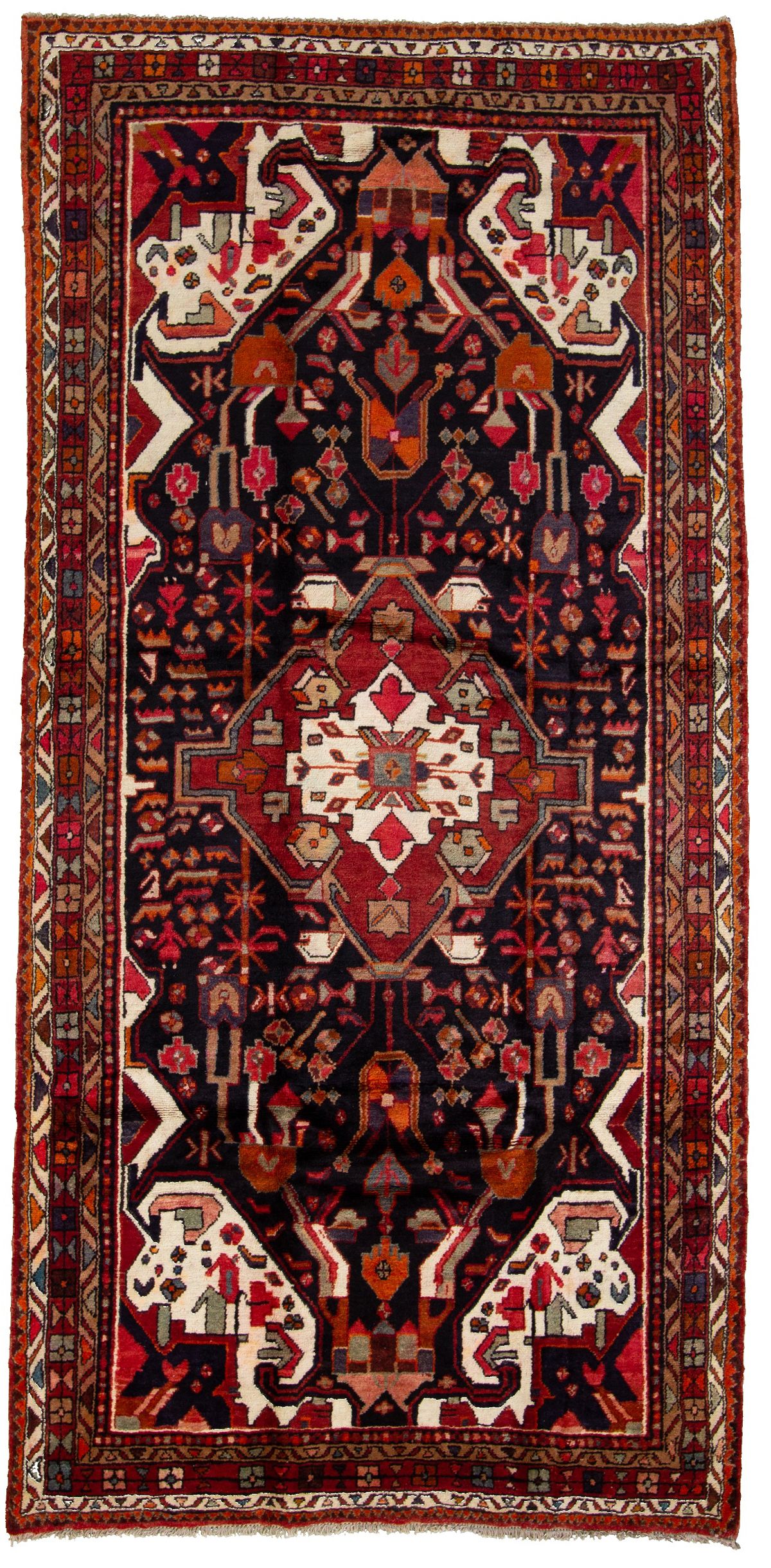 Hand-knotted Hamadan  Wool Rug 4'11" x 10'2"  Size: 4'11" x 10'2"  