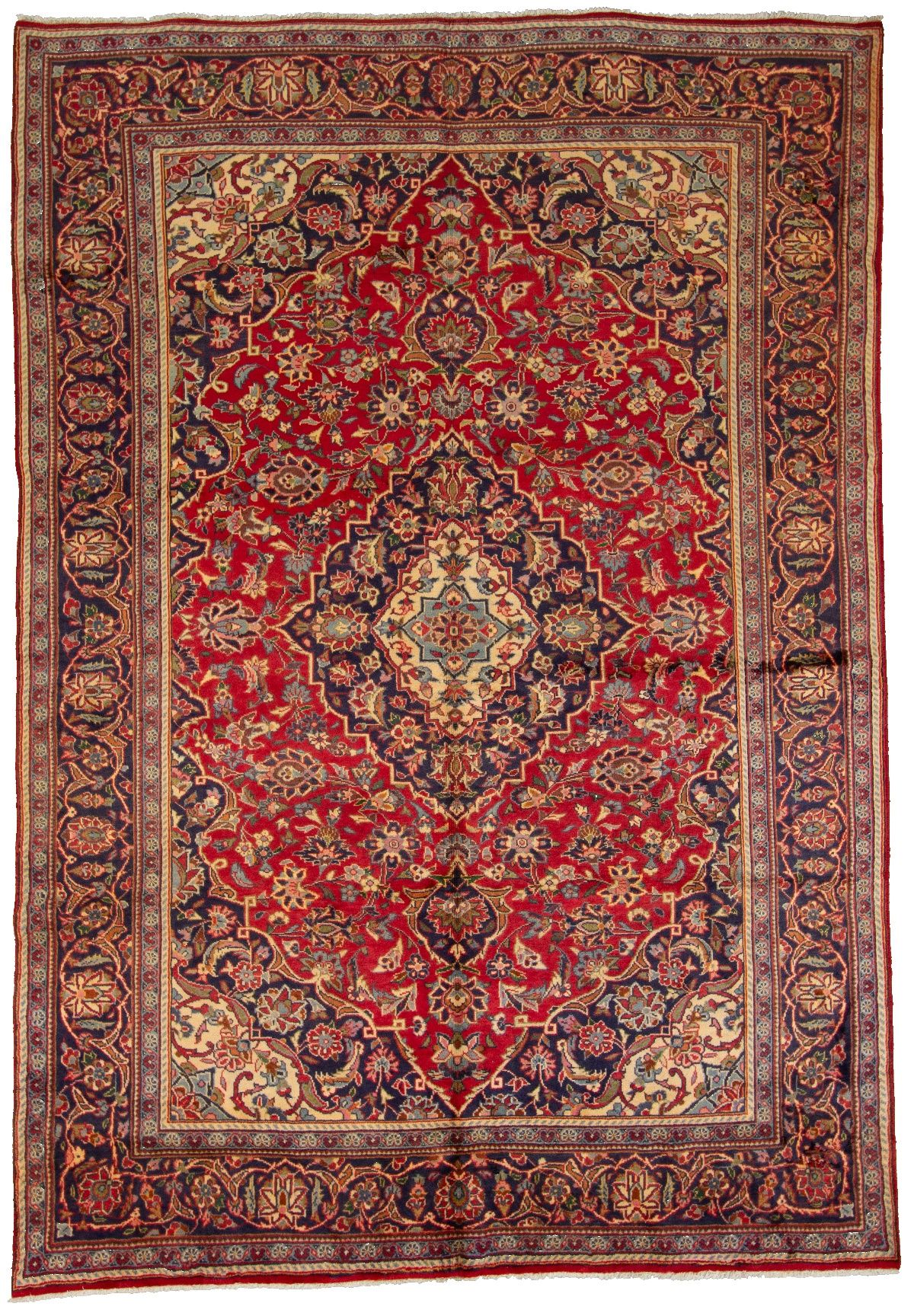 Hand-knotted Kashan  Wool Rug 6'9" x 9'11" Size: 6'9" x 9'11"  