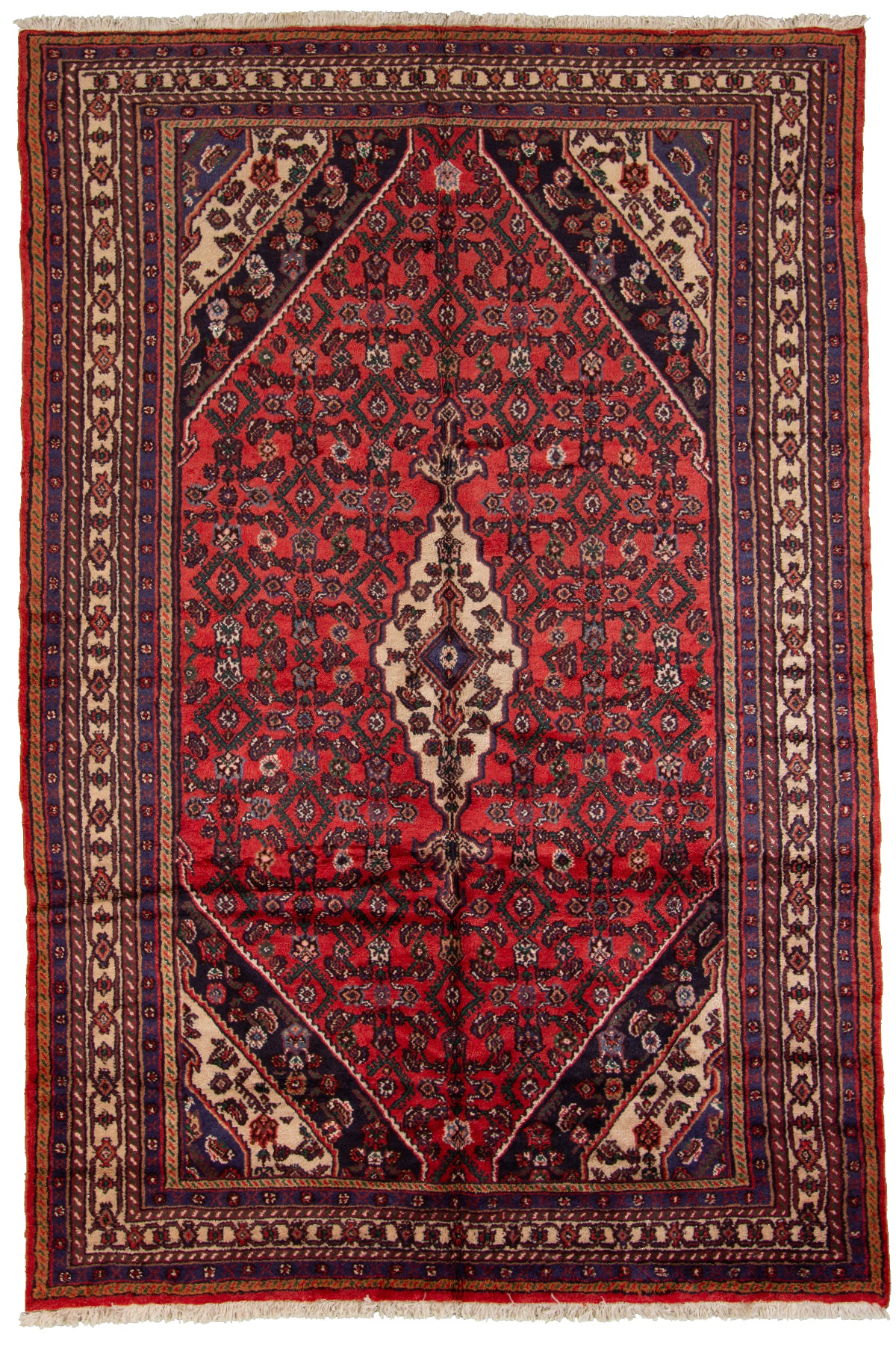 Hand-knotted Hamadan  Wool Rug 6'8" x 10'0"  Size: 6'8" x 10'0"  